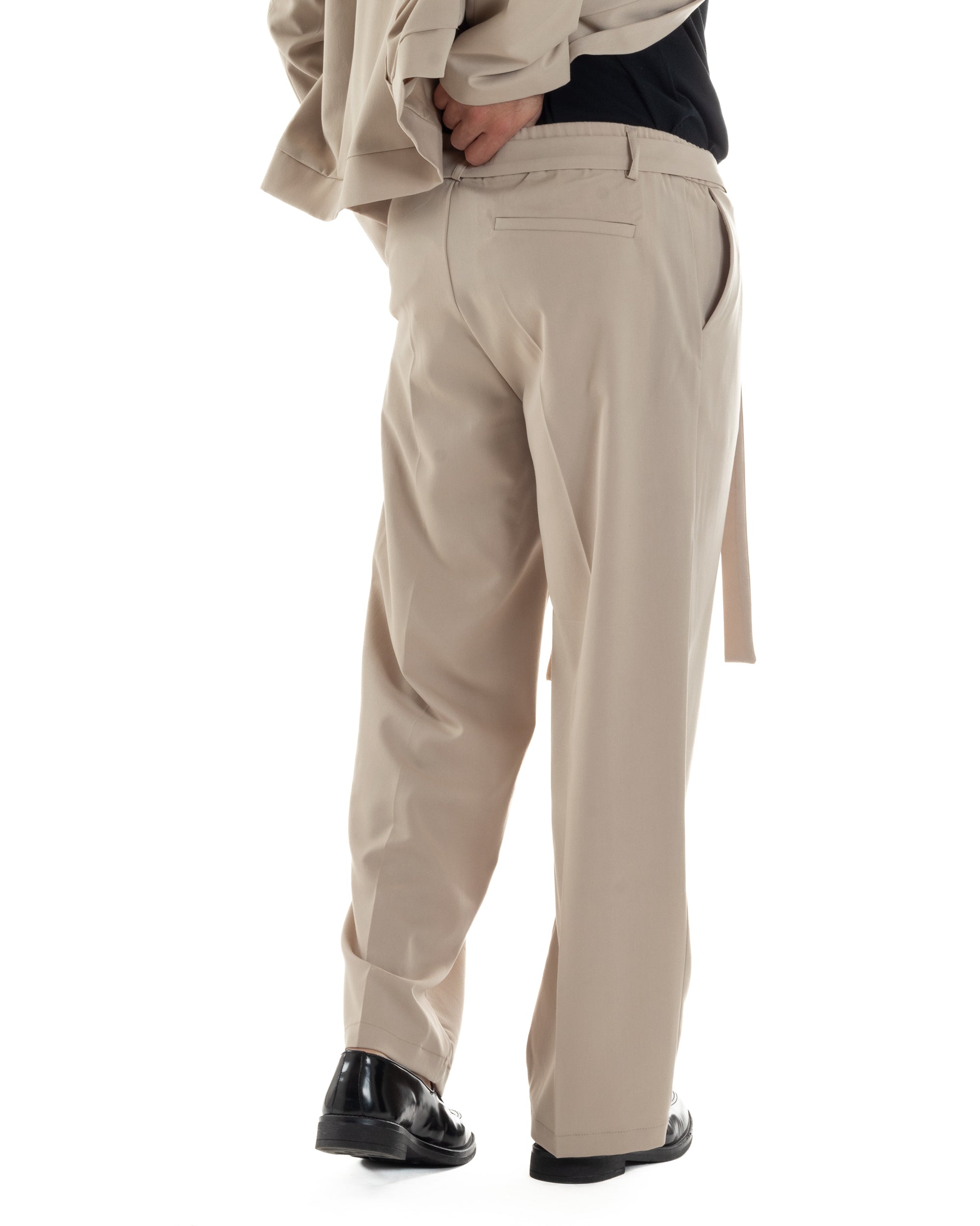 Pantaloni Uomo Viscosa Baggy Fondo Ampio Fusciacca Beige GIOSAL-P6287A