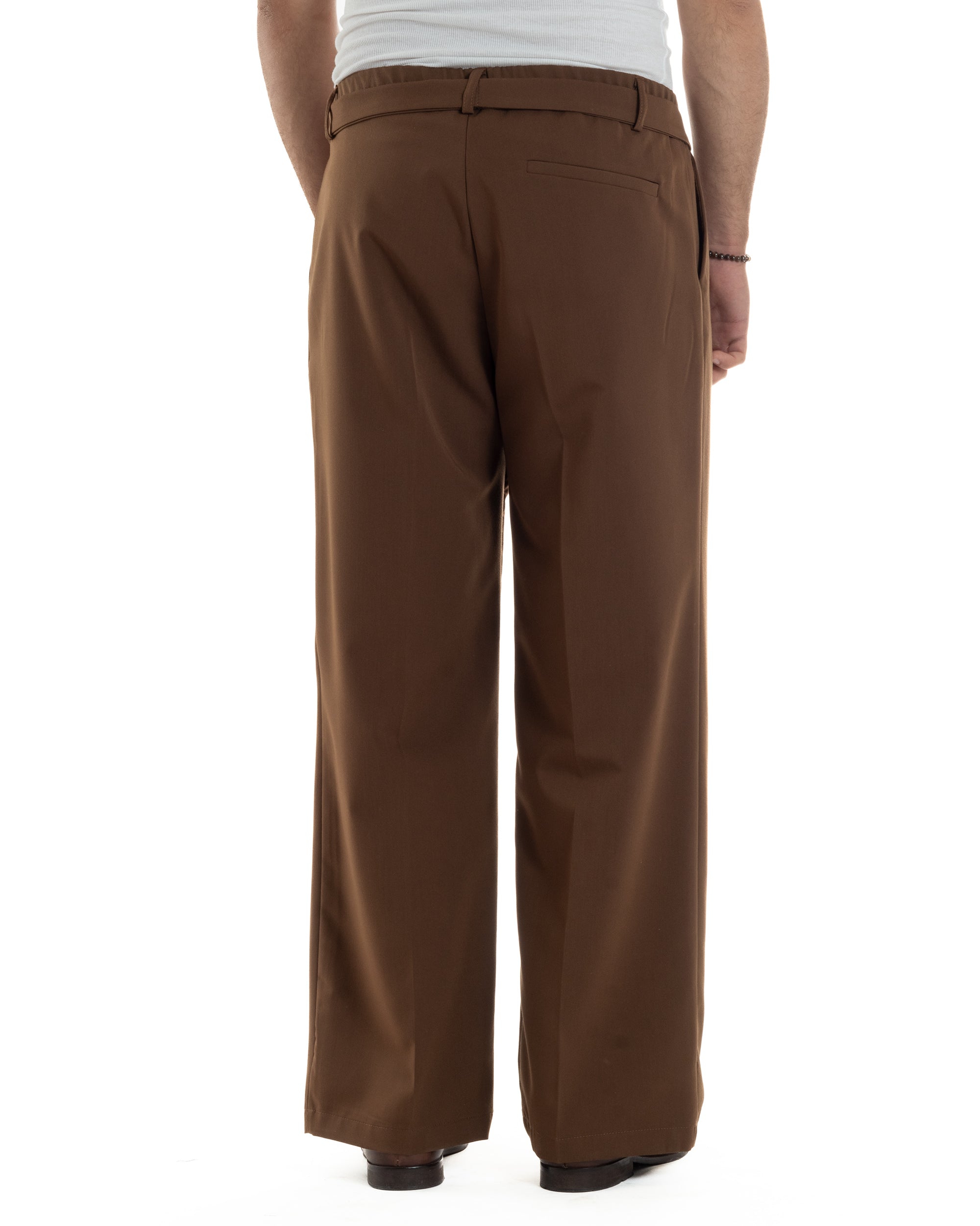 Men's Viscose Palazzo Pants Wide Bottom Jogger With Pleats And Sash Comfortable Casual Solid Color Black GIOSAL-P6189A