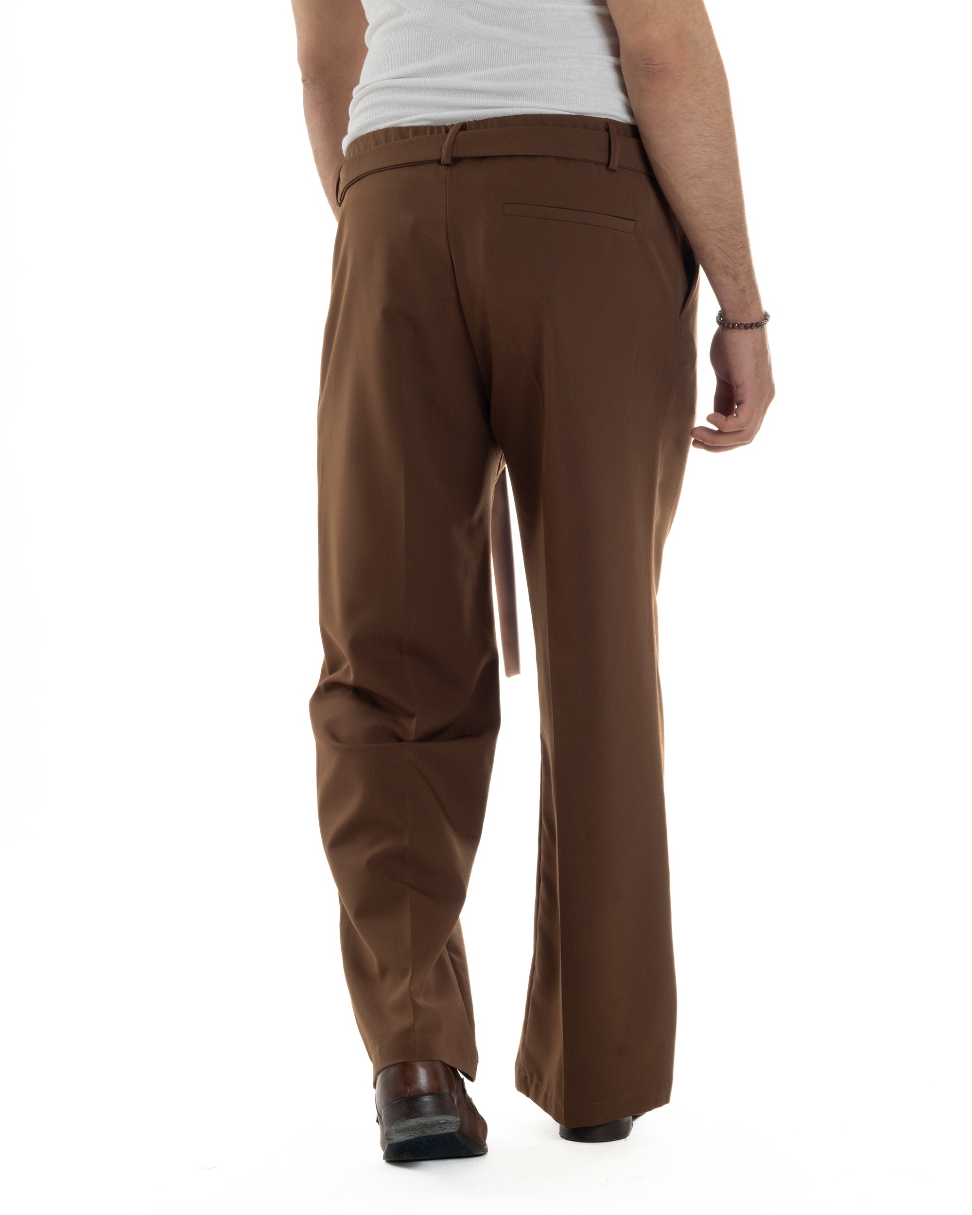 Men's Viscose Palazzo Pants Wide Bottom Jogger With Pleats And Sash Comfortable Casual Solid Color Black GIOSAL-P6189A