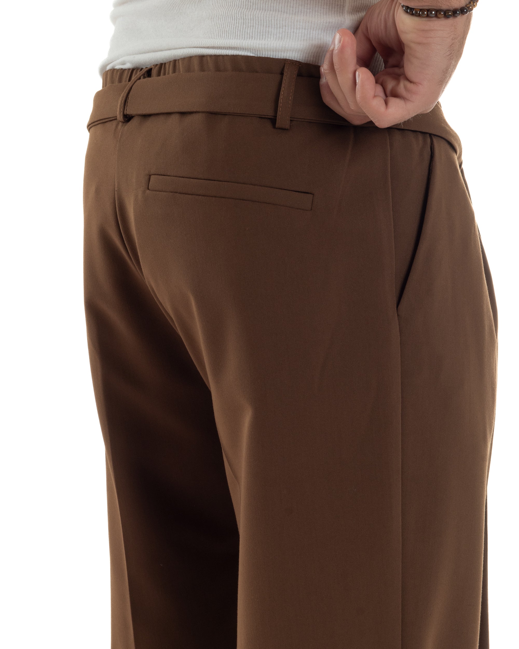 Men's Viscose Palazzo Pants Wide Bottom Jogger With Pleats And Sash Comfortable Casual Solid Color Black GIOSAL-P6189A