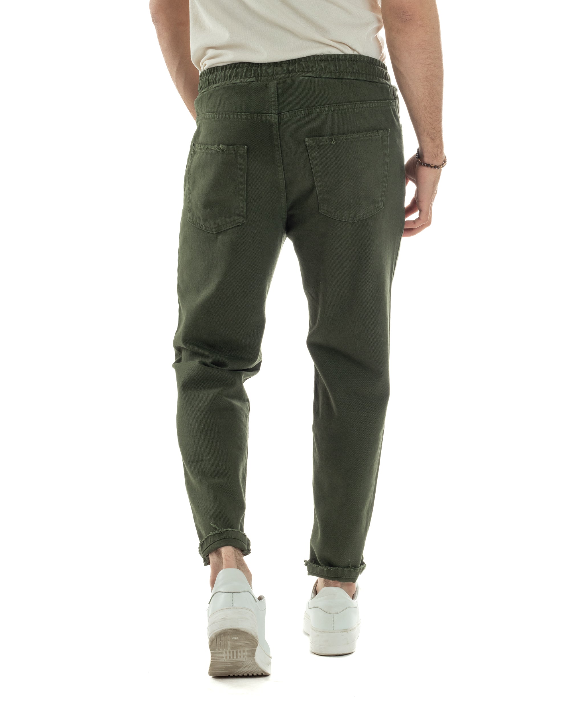 Jeans Jogger Cotone Loose Fit Rotture Verde JS1104A