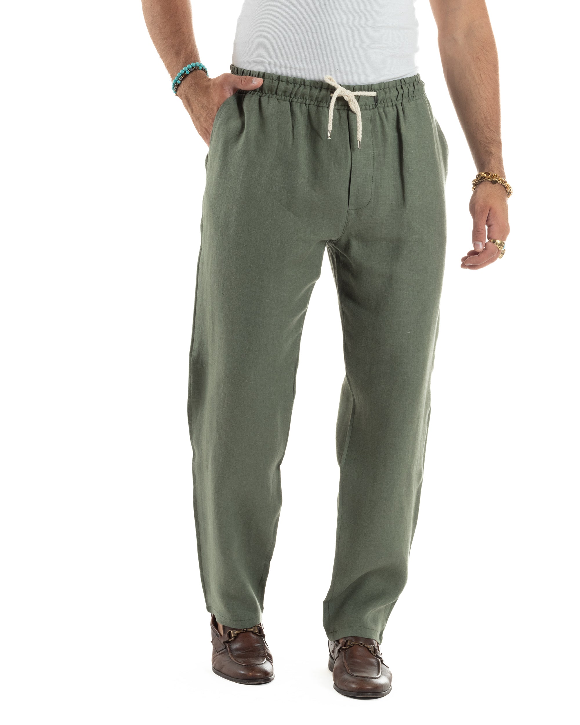 Pantaloni larghi / wide leg tinta unita in twill - blu - Uomo - 22.00