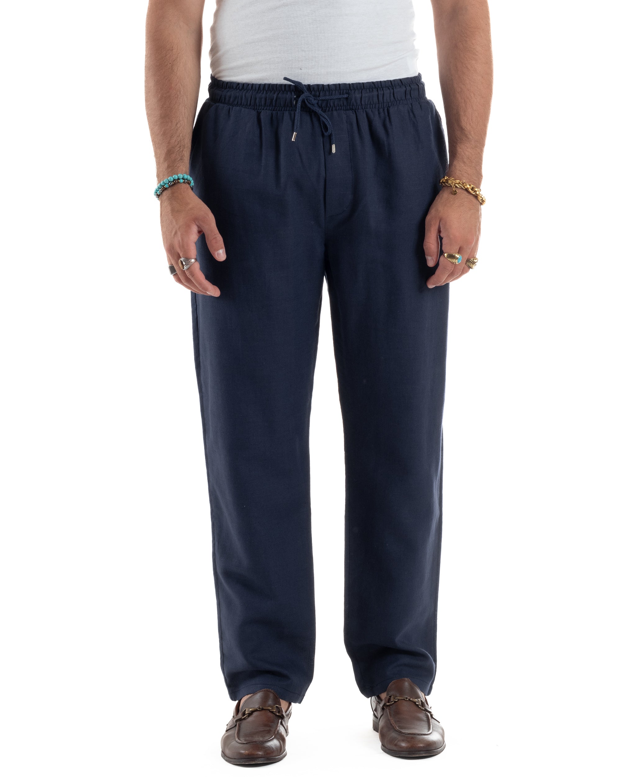 Men's Viscose Palazzo Pants Wide Bottom Jogger With Pleats And Sash Comfortable Casual Solid Color Black GIOSAL-P6189A