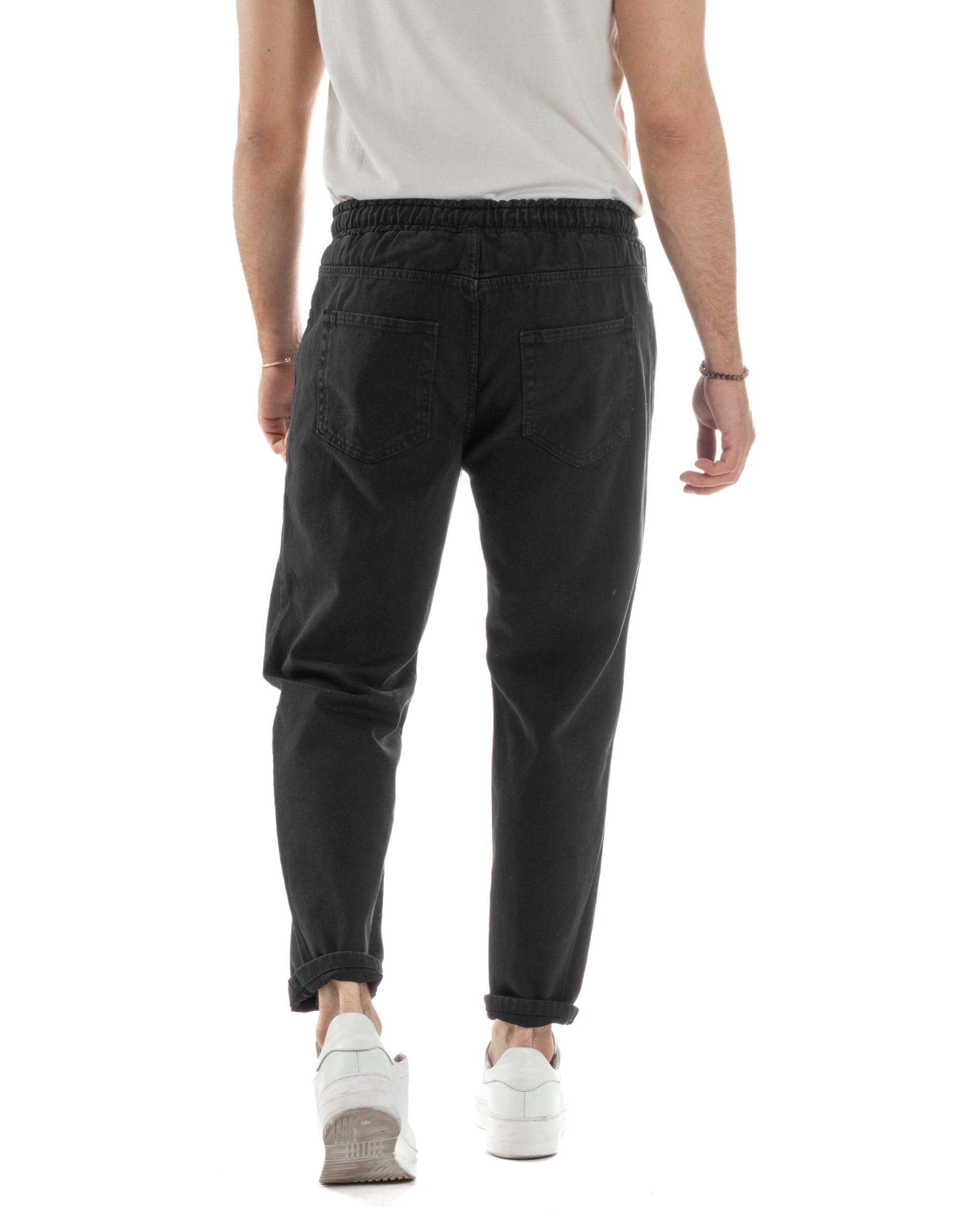 Jeans Jogger Cotone Loose Fit Rotture Nero JS1105A