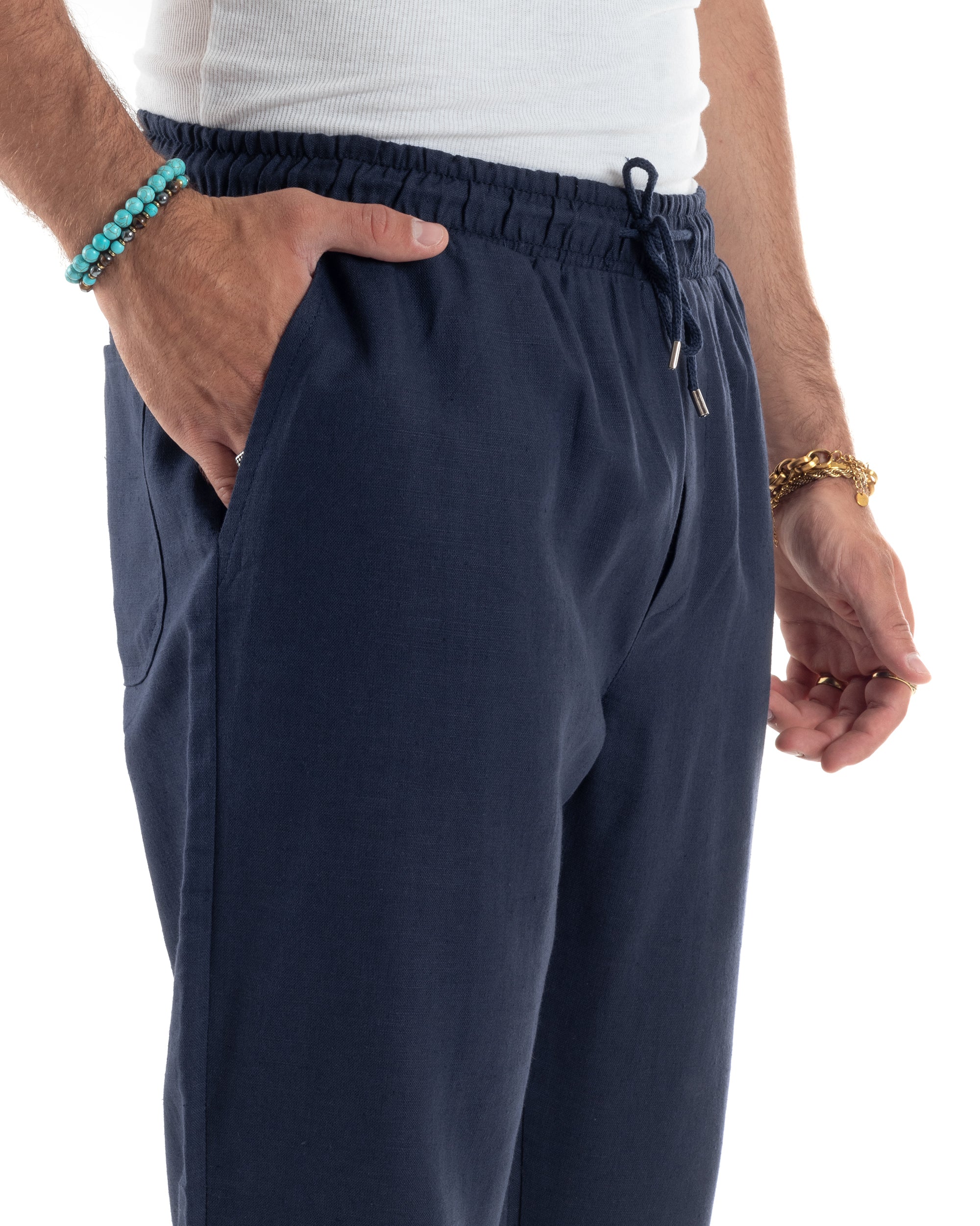 Men's Viscose Palazzo Pants Wide Bottom Jogger With Pleats And Sash Comfortable Casual Solid Color Black GIOSAL-P6189A