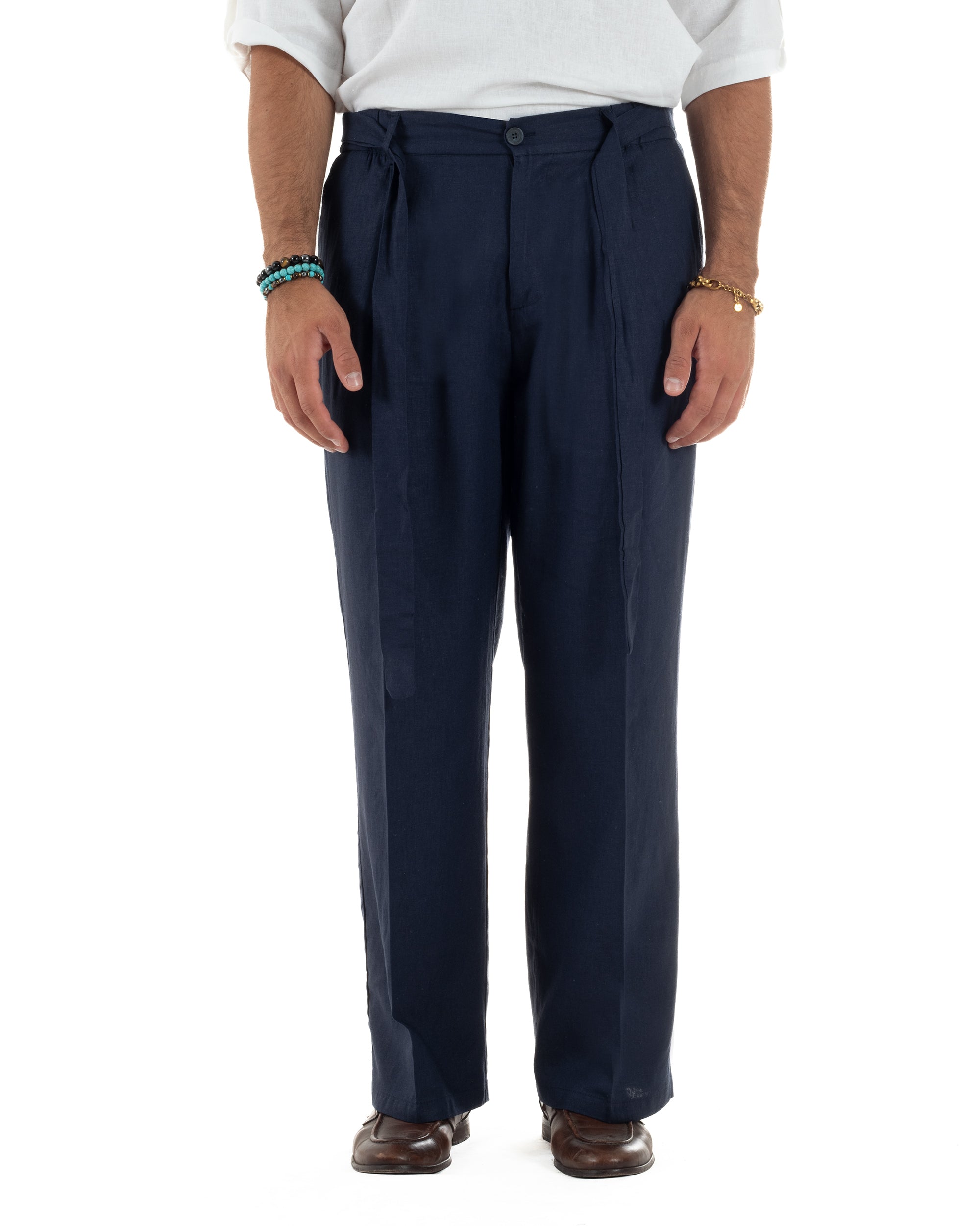 Pantaloni Lino Baggy Fit Cintura P6315A