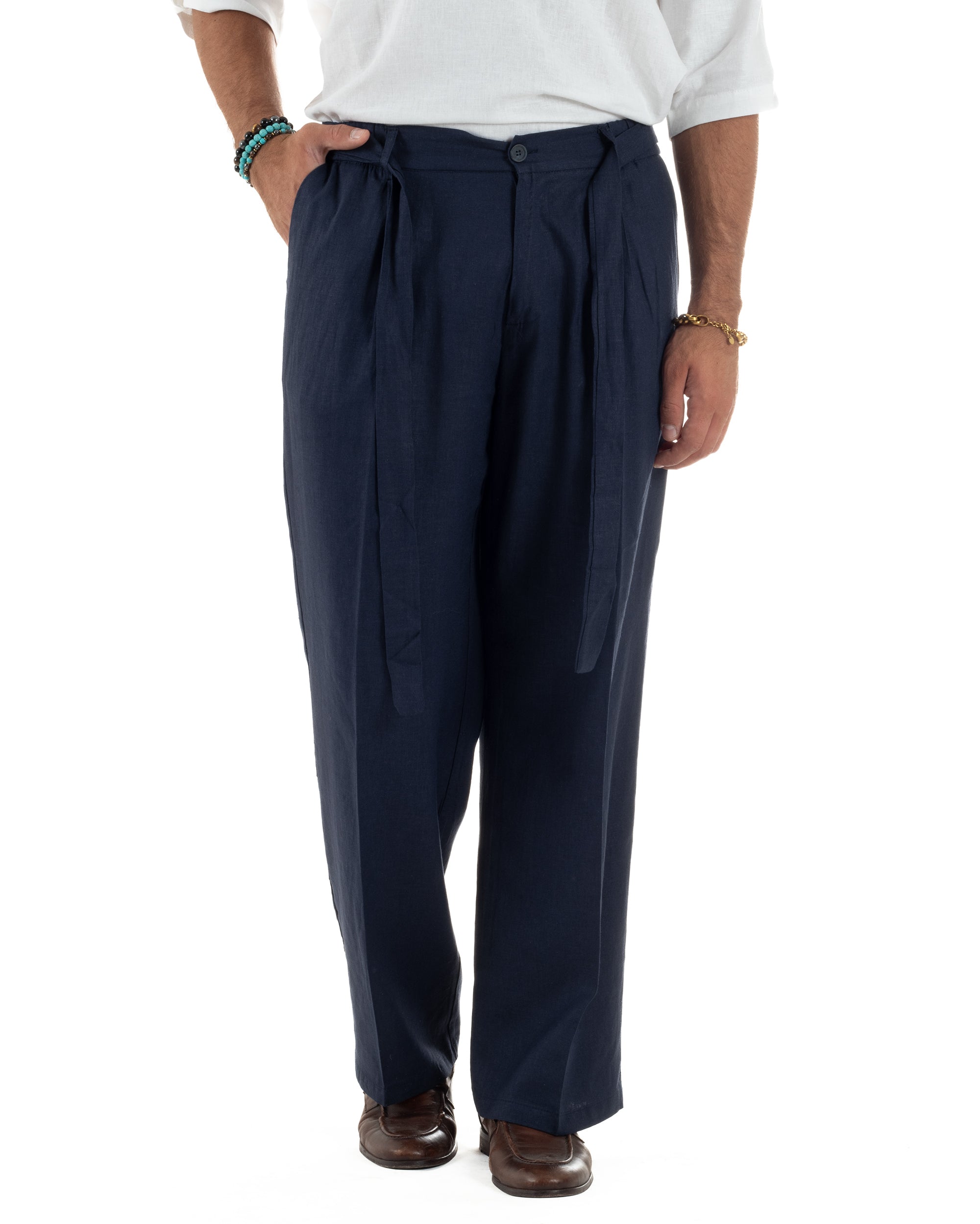 Pantaloni Lino Baggy Fit Cintura P6315A
