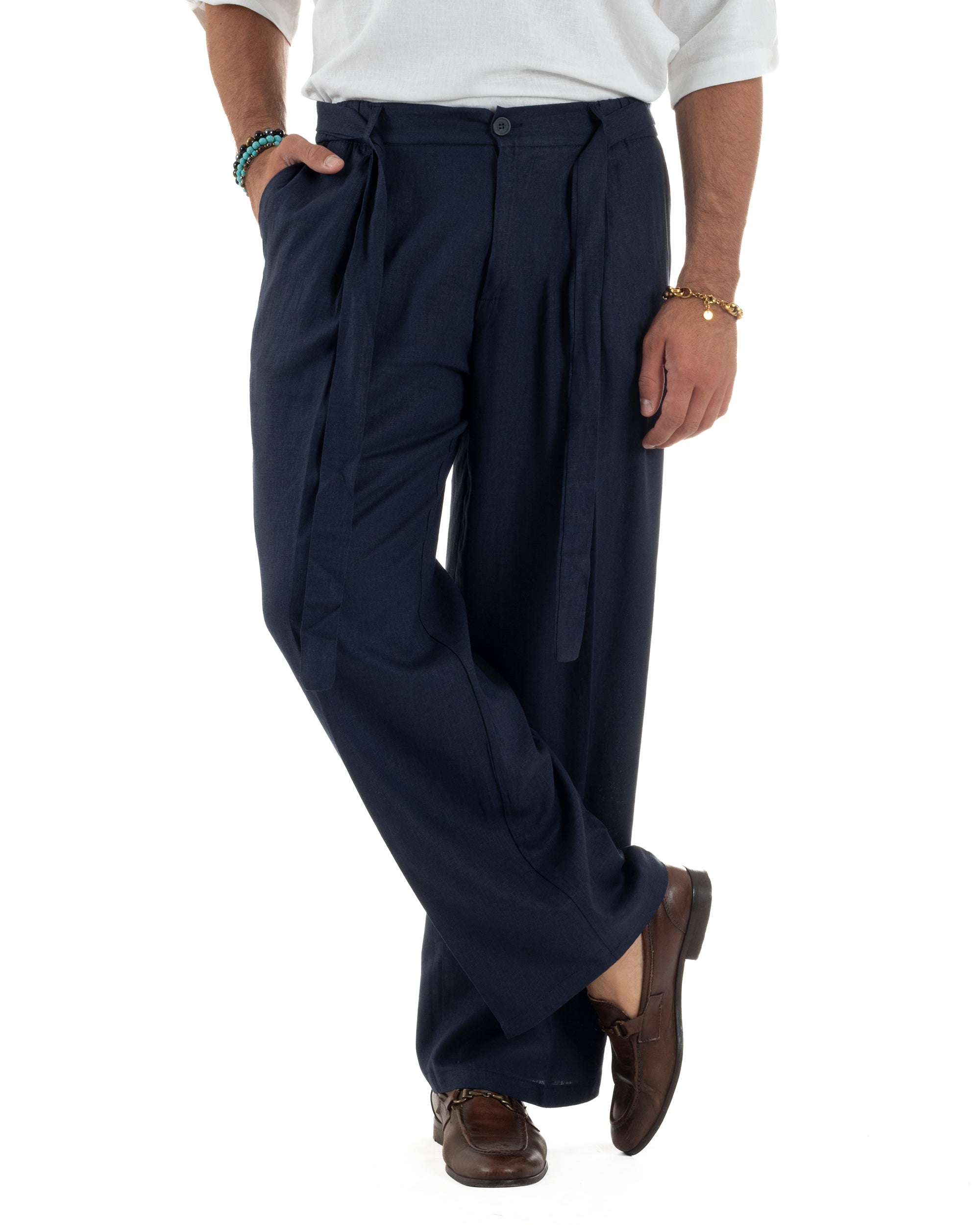 Pantaloni Lino Baggy Fit Cintura P6315A