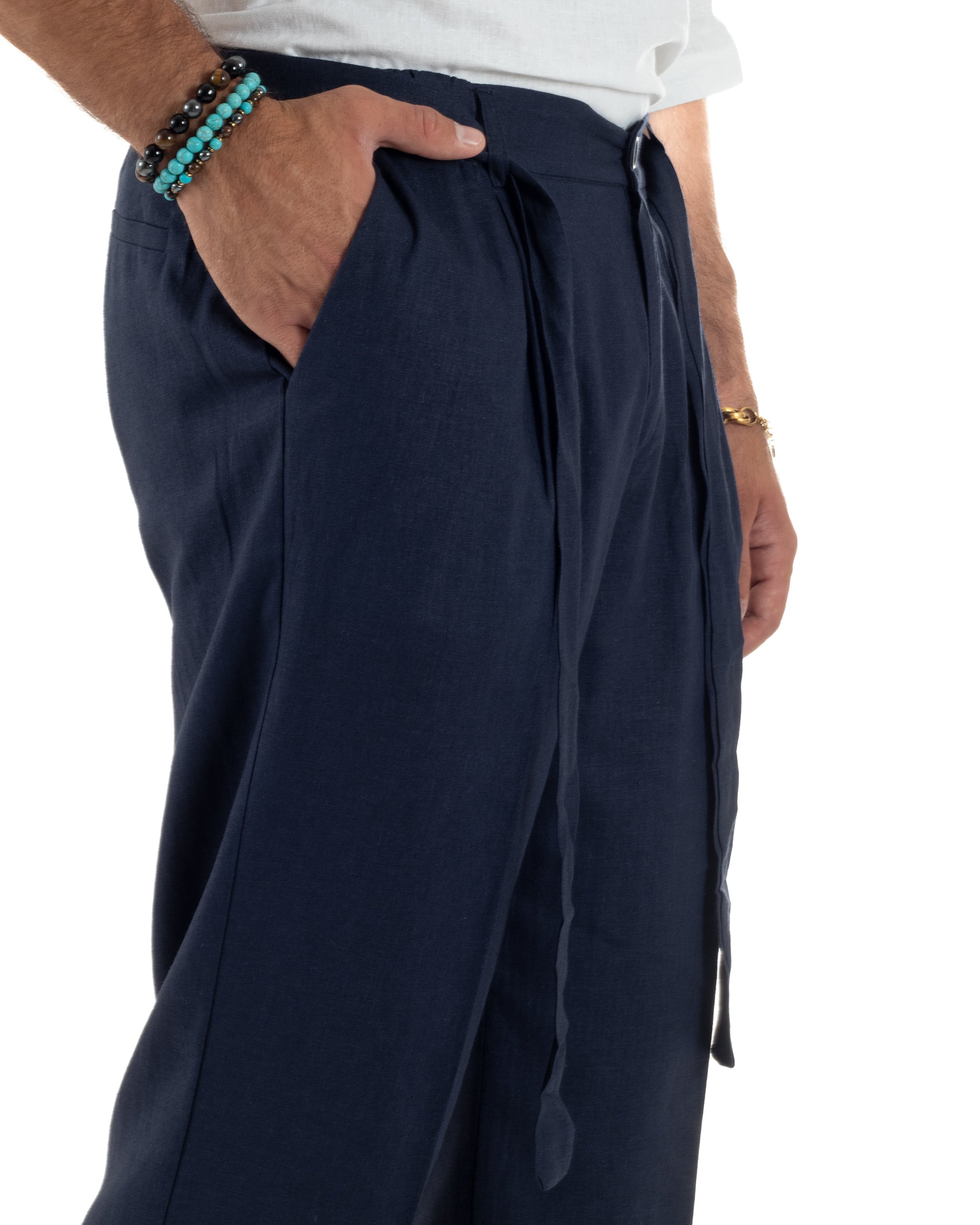 Pantaloni Lino Baggy Fit Cintura P6315A