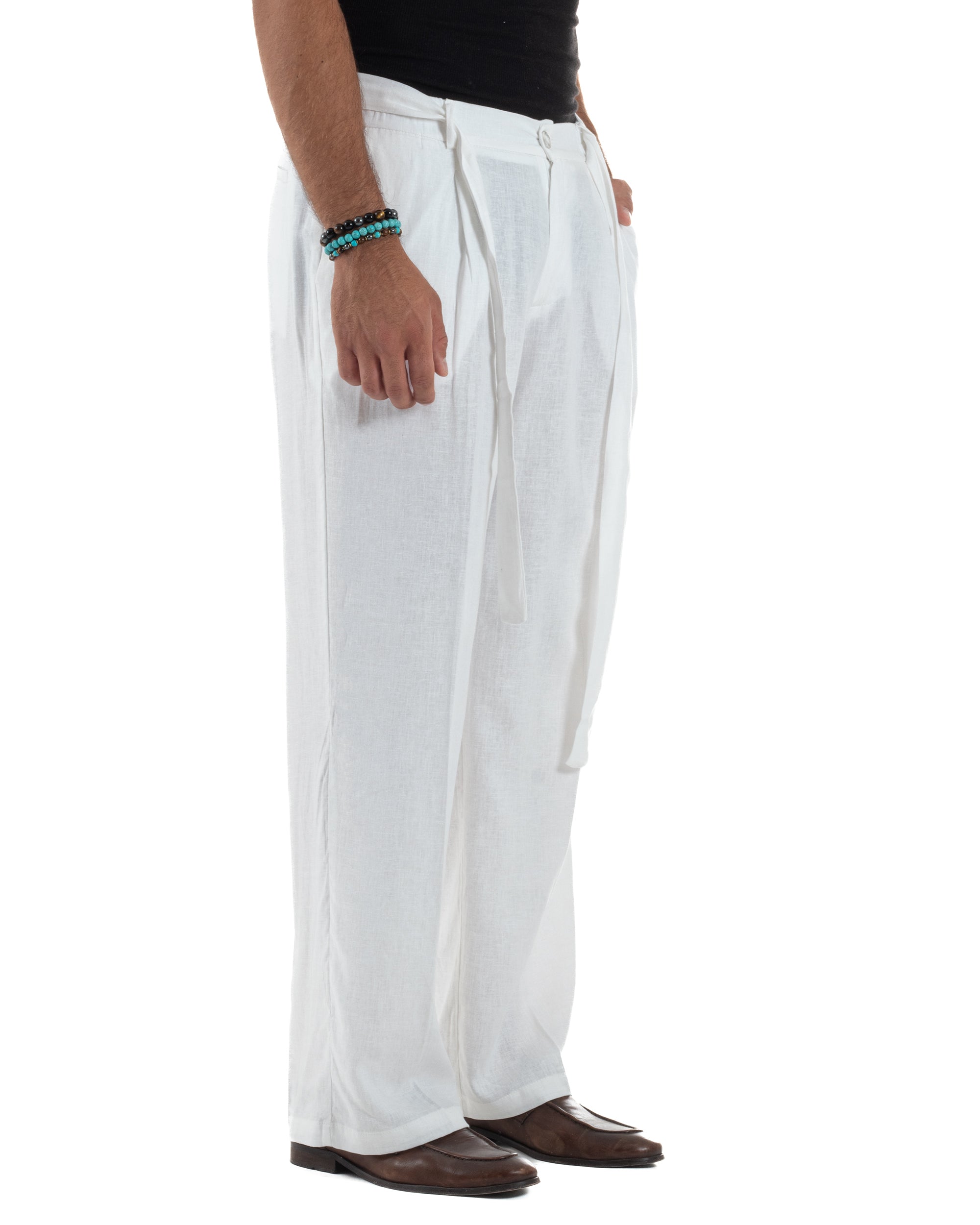 Pantaloni Lino Baggy Fit Cintura P6316A