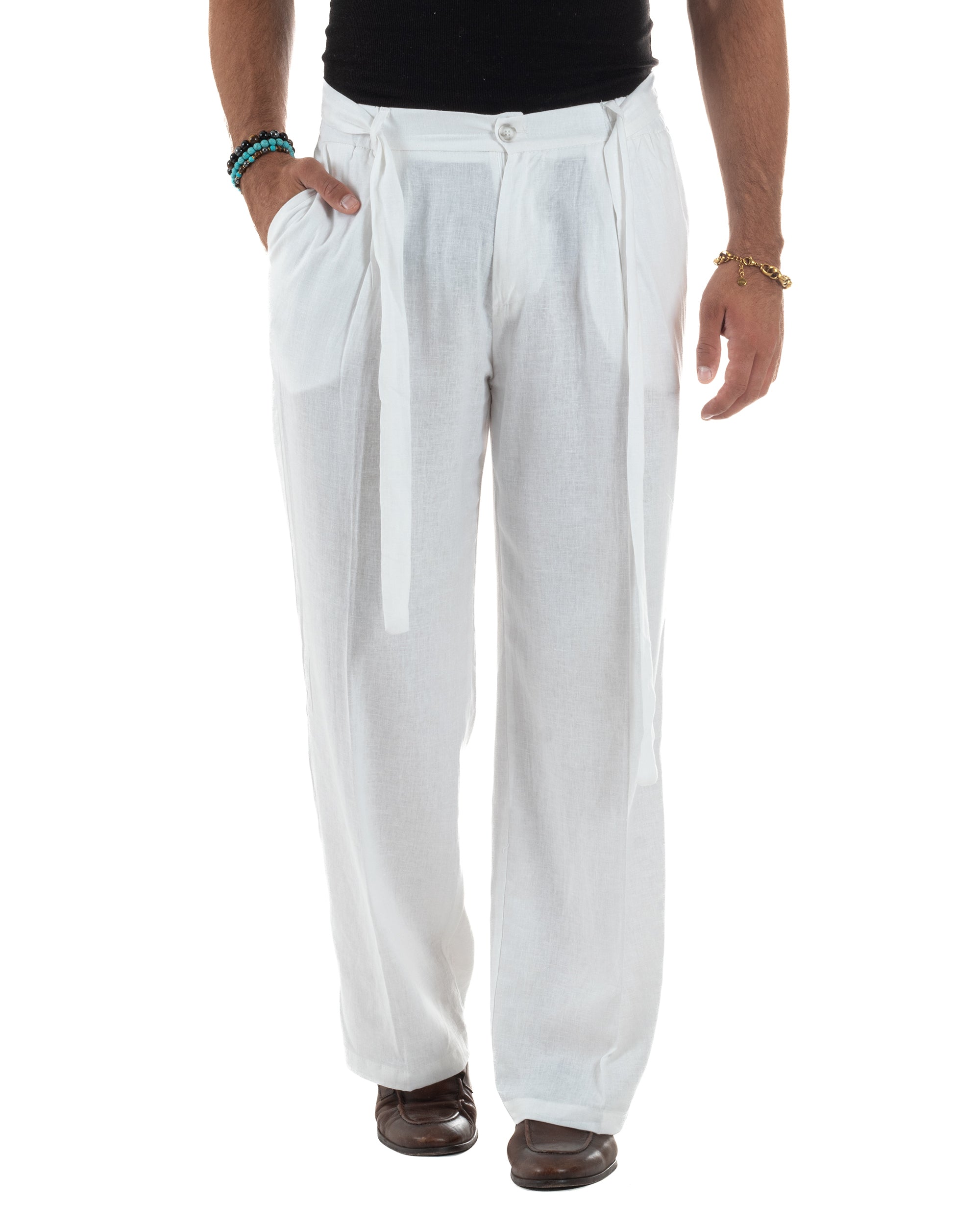Pantaloni Lino Baggy Fit Cintura P6316A