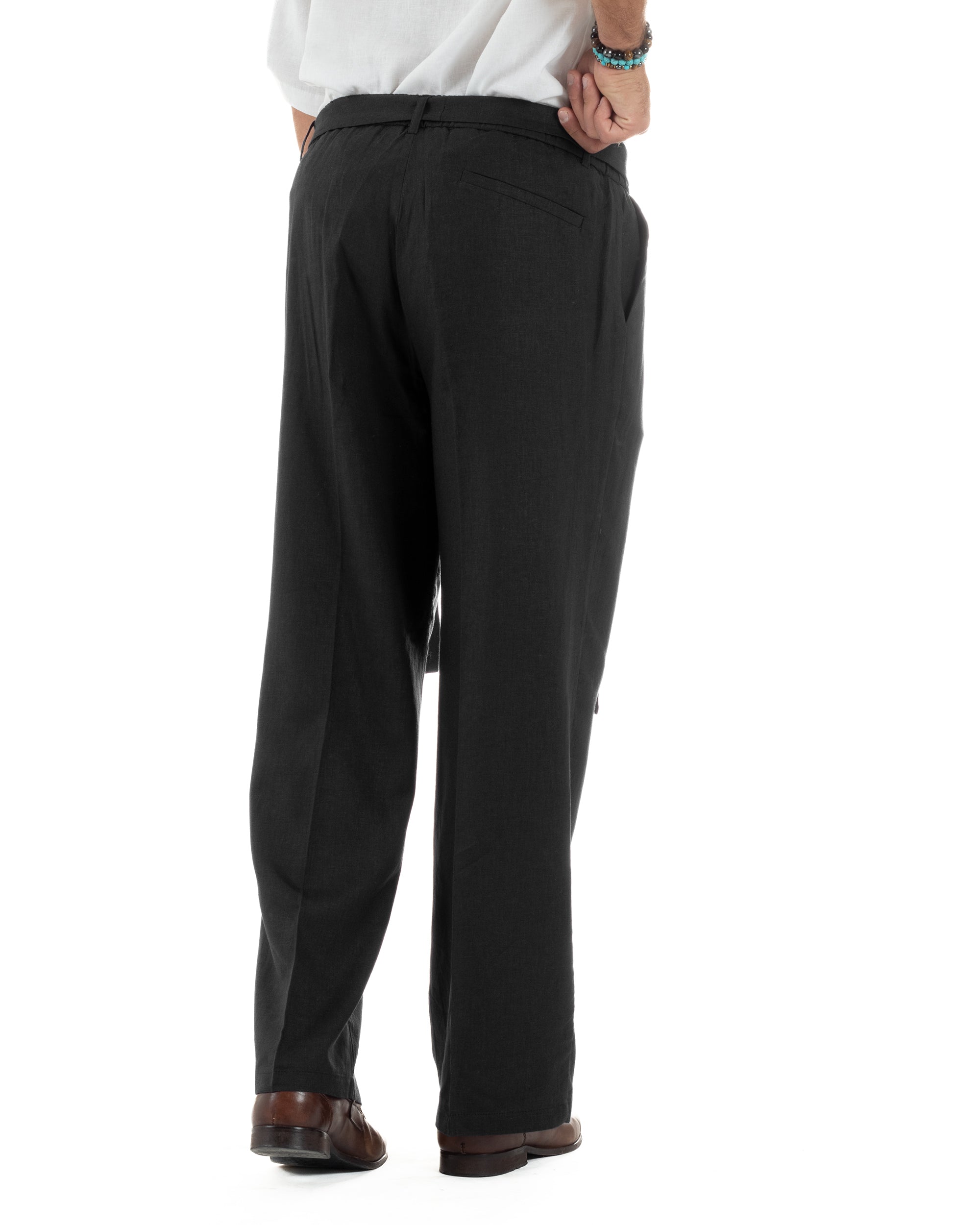 Men's Pants Linen Long Jogger Elastic Tailored Casual Solid Color Green GIOSAL-P5810A