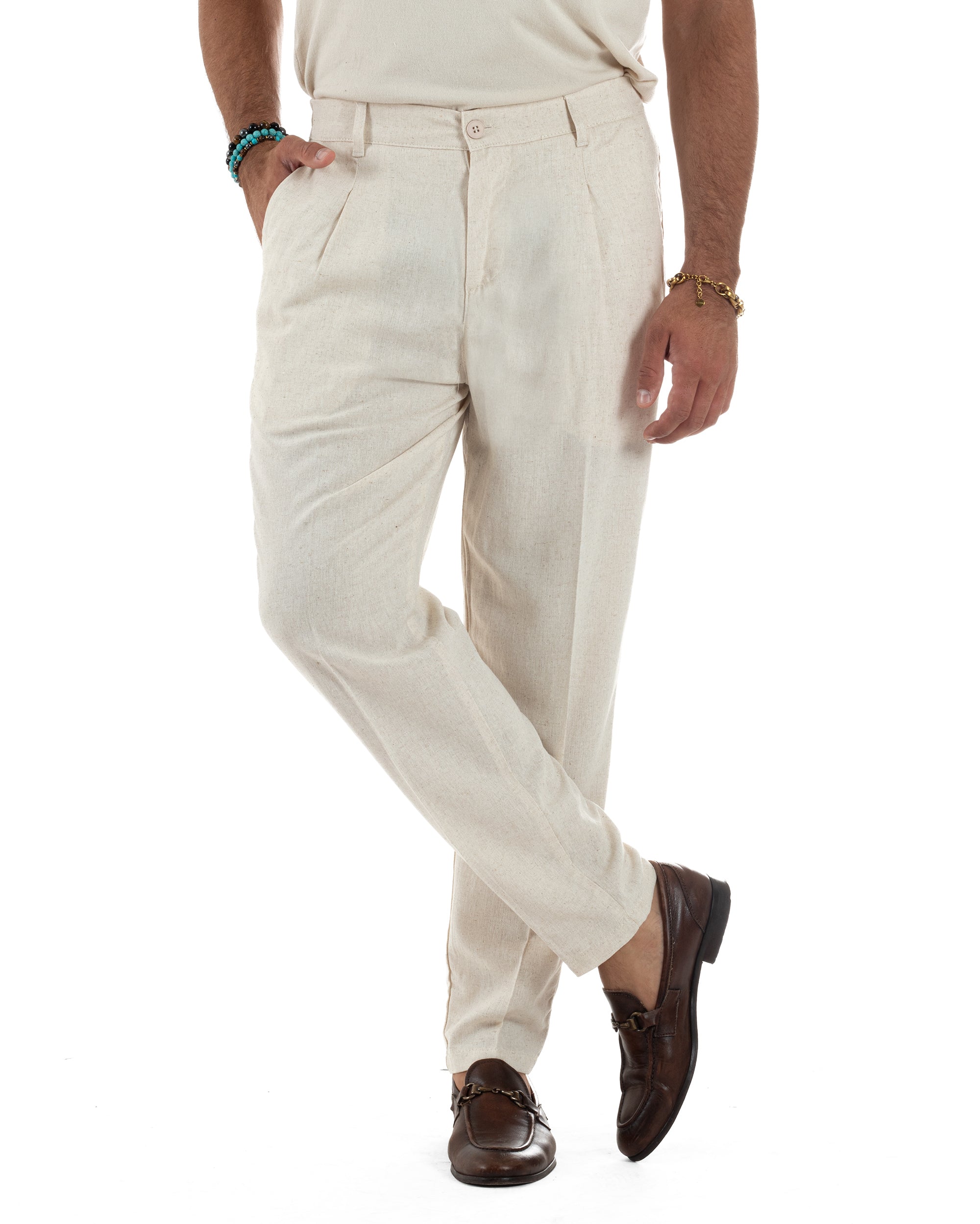 Pantaloni Lino Sartoriale Con Pinces P6319A