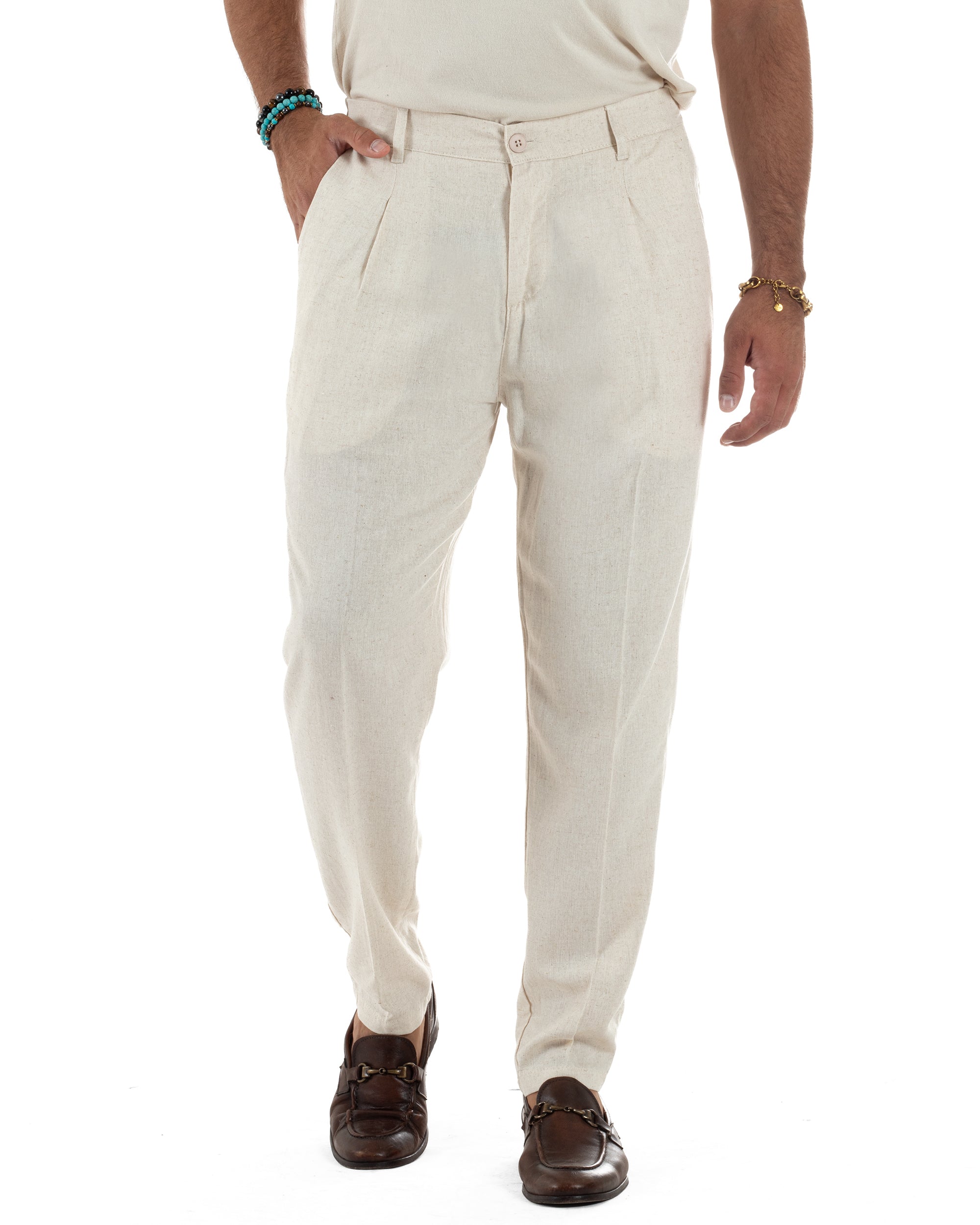 Pantaloni Lino Sartoriale Con Pinces P6319A