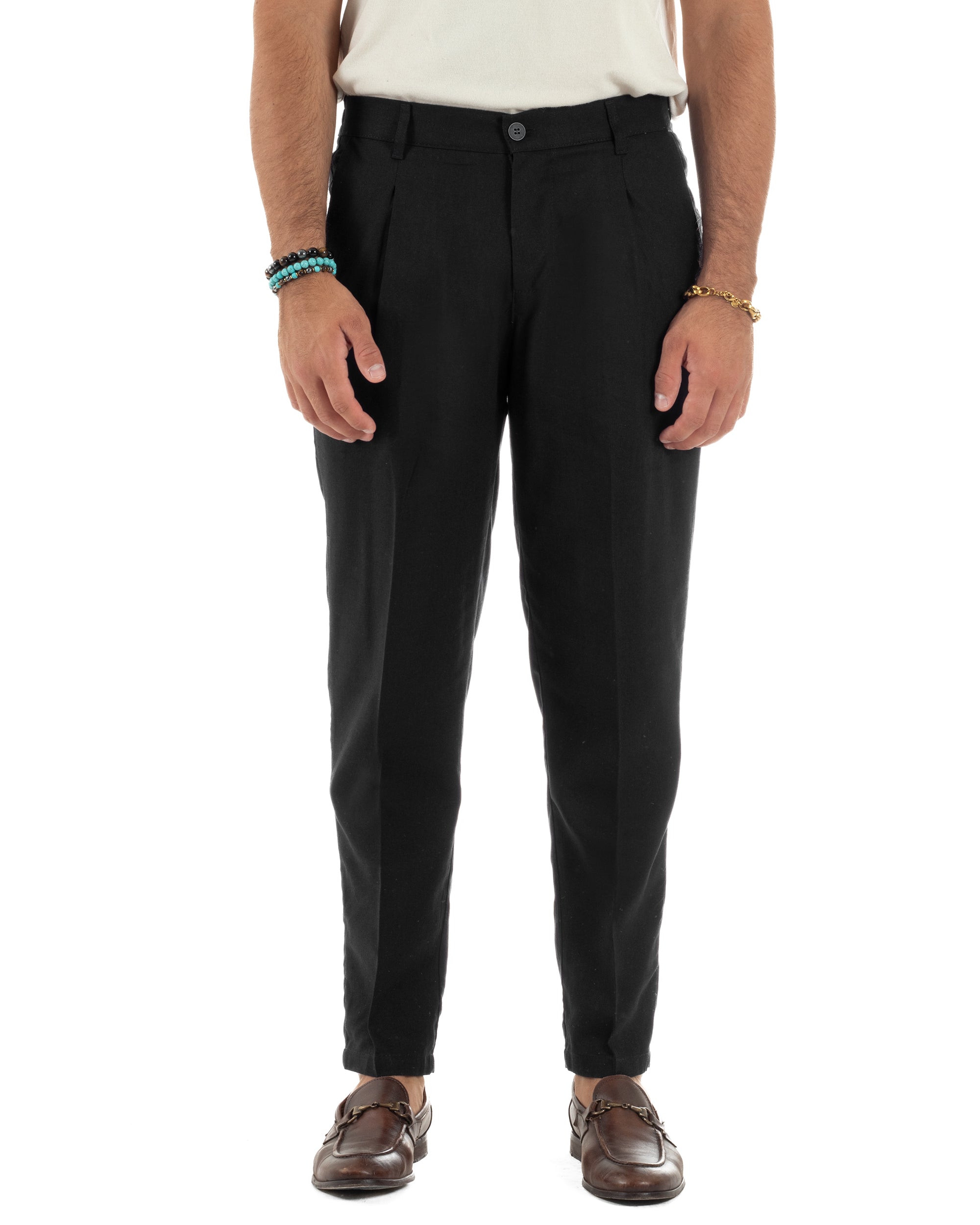 Men's Pants Linen Long Jogger Elastic Tailored Casual Solid Color Green GIOSAL-P5810A