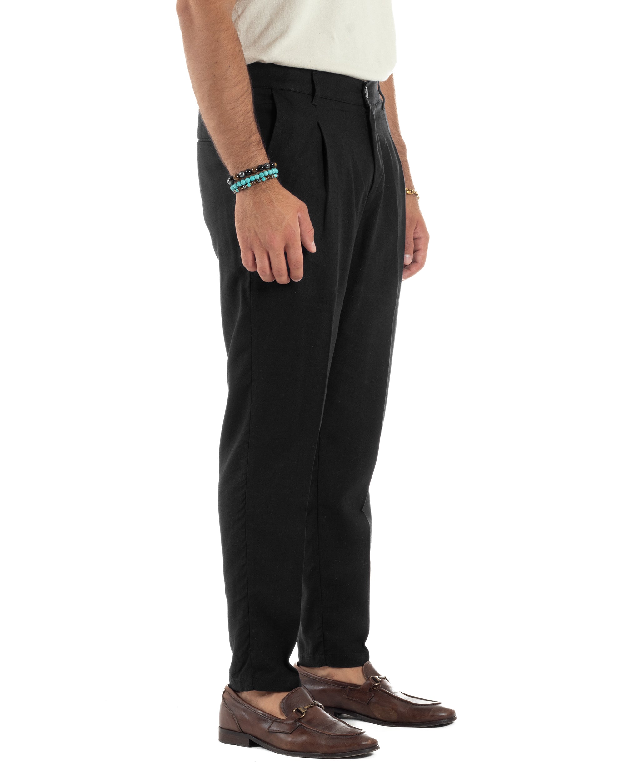 Men's Pants Linen Long Jogger Elastic Tailored Casual Solid Color Green GIOSAL-P5810A
