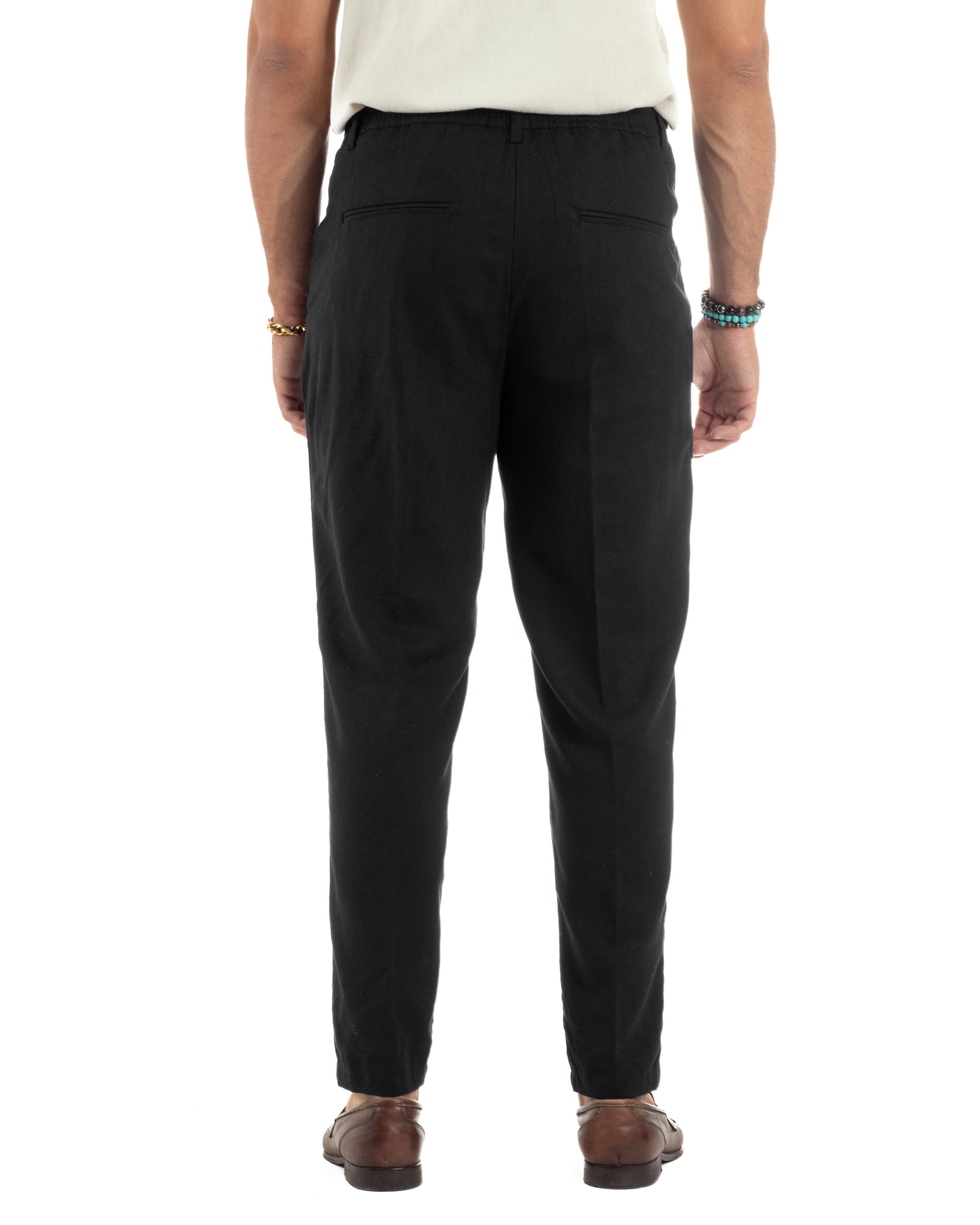 Men's Pants Linen Long Jogger Elastic Tailored Casual Solid Color Green GIOSAL-P5810A