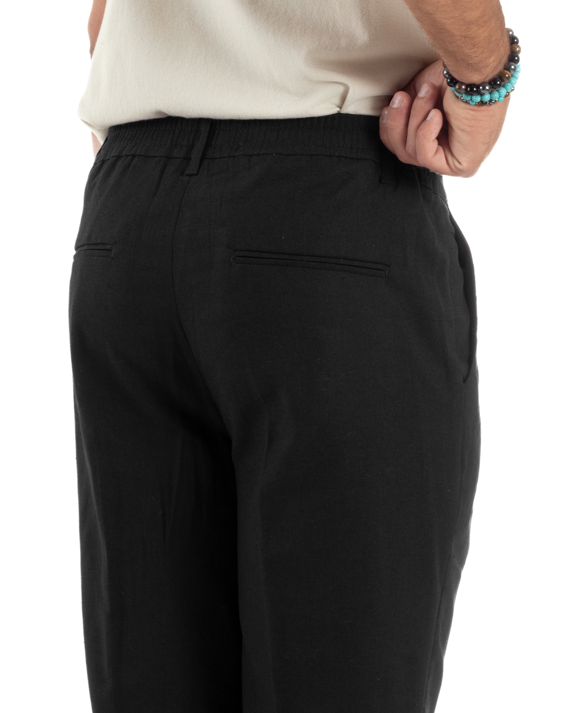 Men's Pants Linen Long Jogger Elastic Tailored Casual Solid Color Green GIOSAL-P5810A