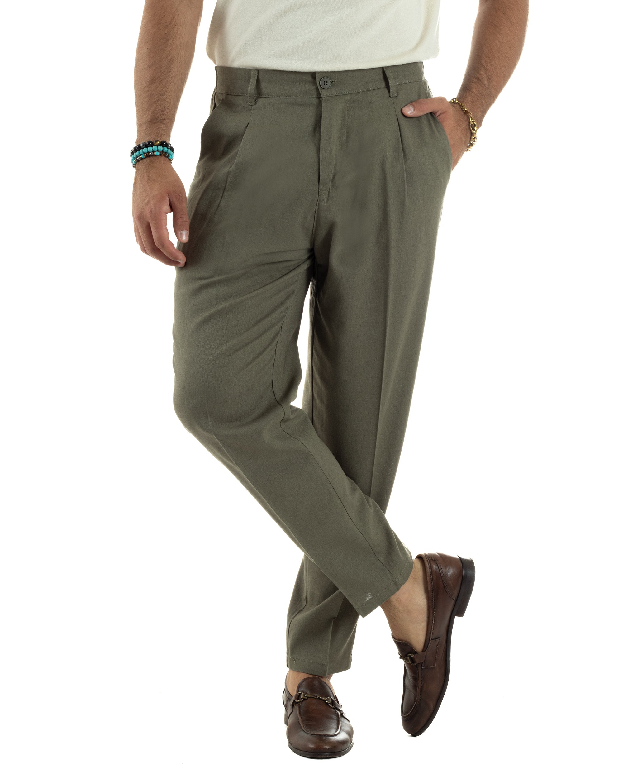 Pantaloni Lino Sartoriale Con Pinces P6323A