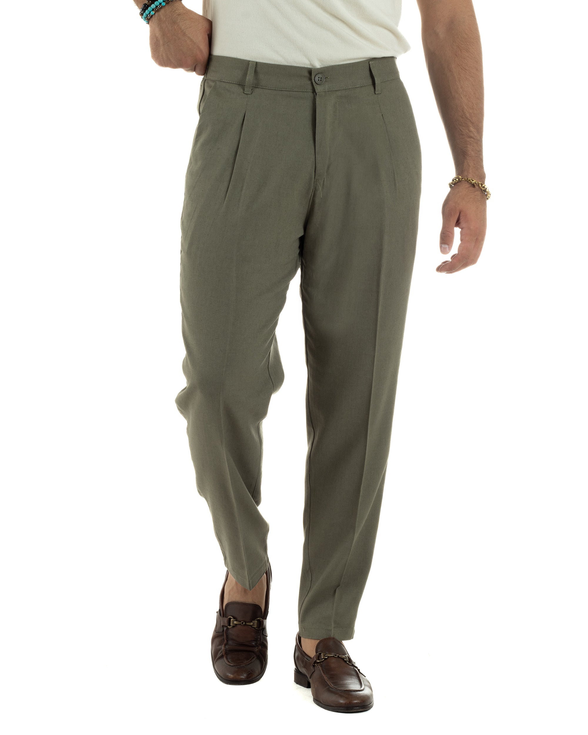Pantaloni Lino Sartoriale Con Pinces P6323A