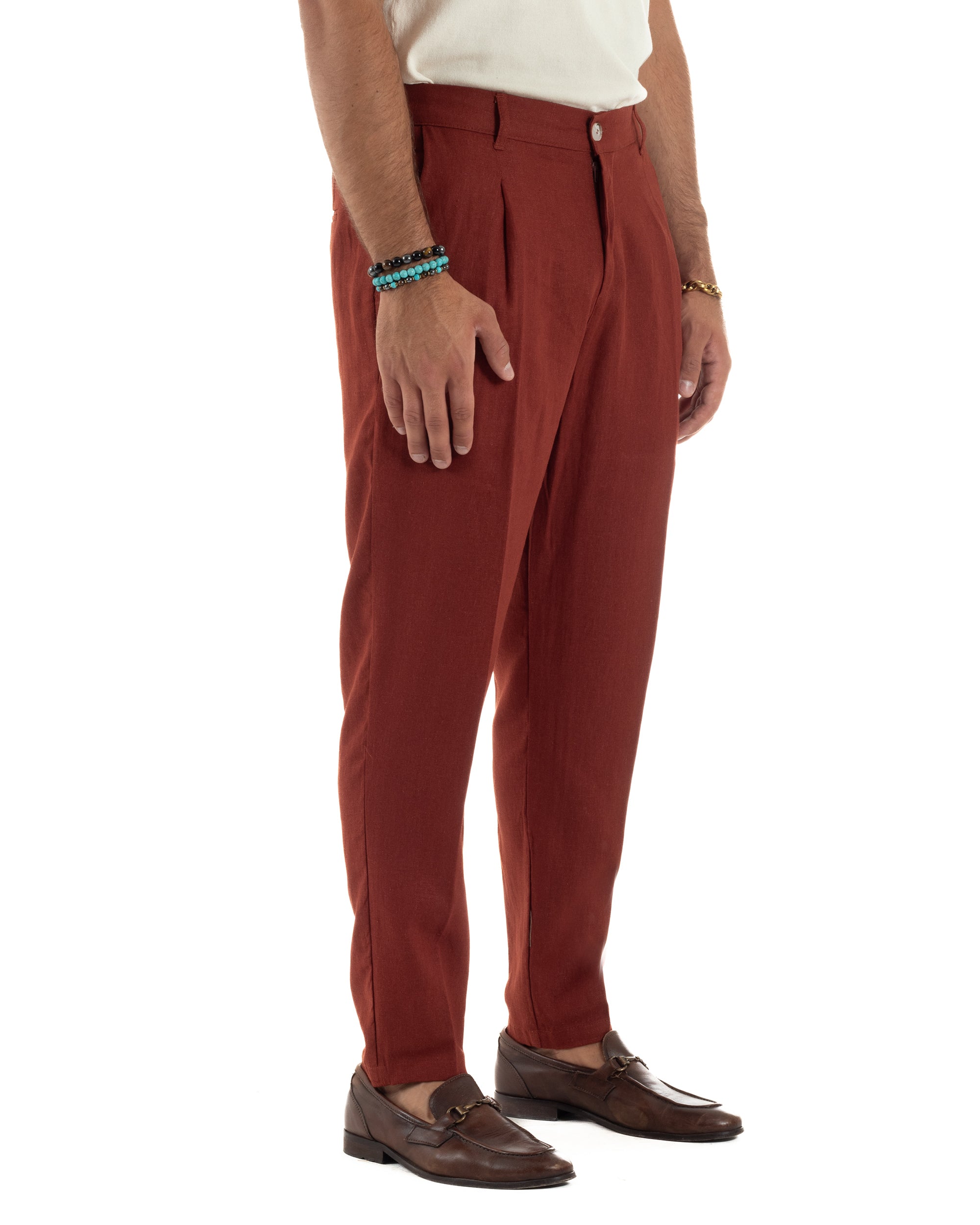 Men's Pants Linen Long Jogger Elastic Tailored Casual Solid Color Green GIOSAL-P5810A