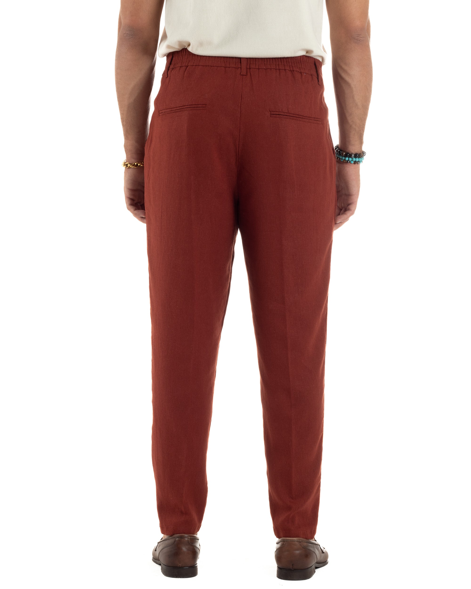 Men's Pants Linen Long Jogger Elastic Tailored Casual Solid Color Green GIOSAL-P5810A