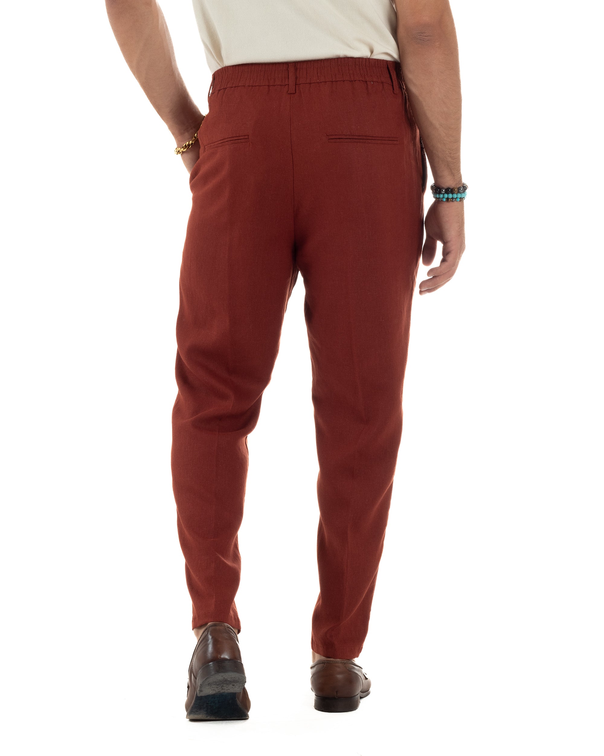 Men's Pants Linen Long Jogger Elastic Tailored Casual Solid Color Green GIOSAL-P5810A