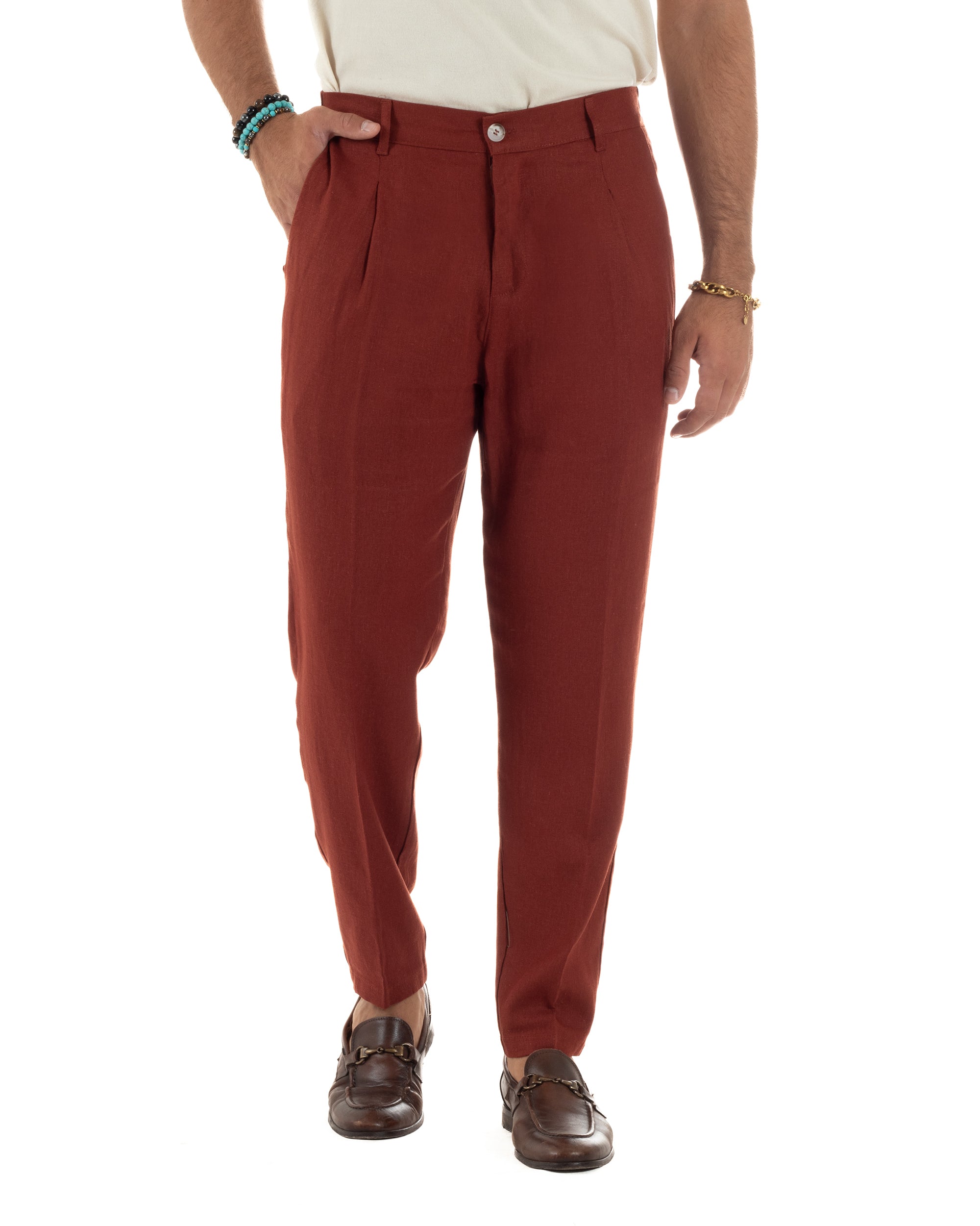 Pantaloni Lino Sartoriale Con Pinces P6324A