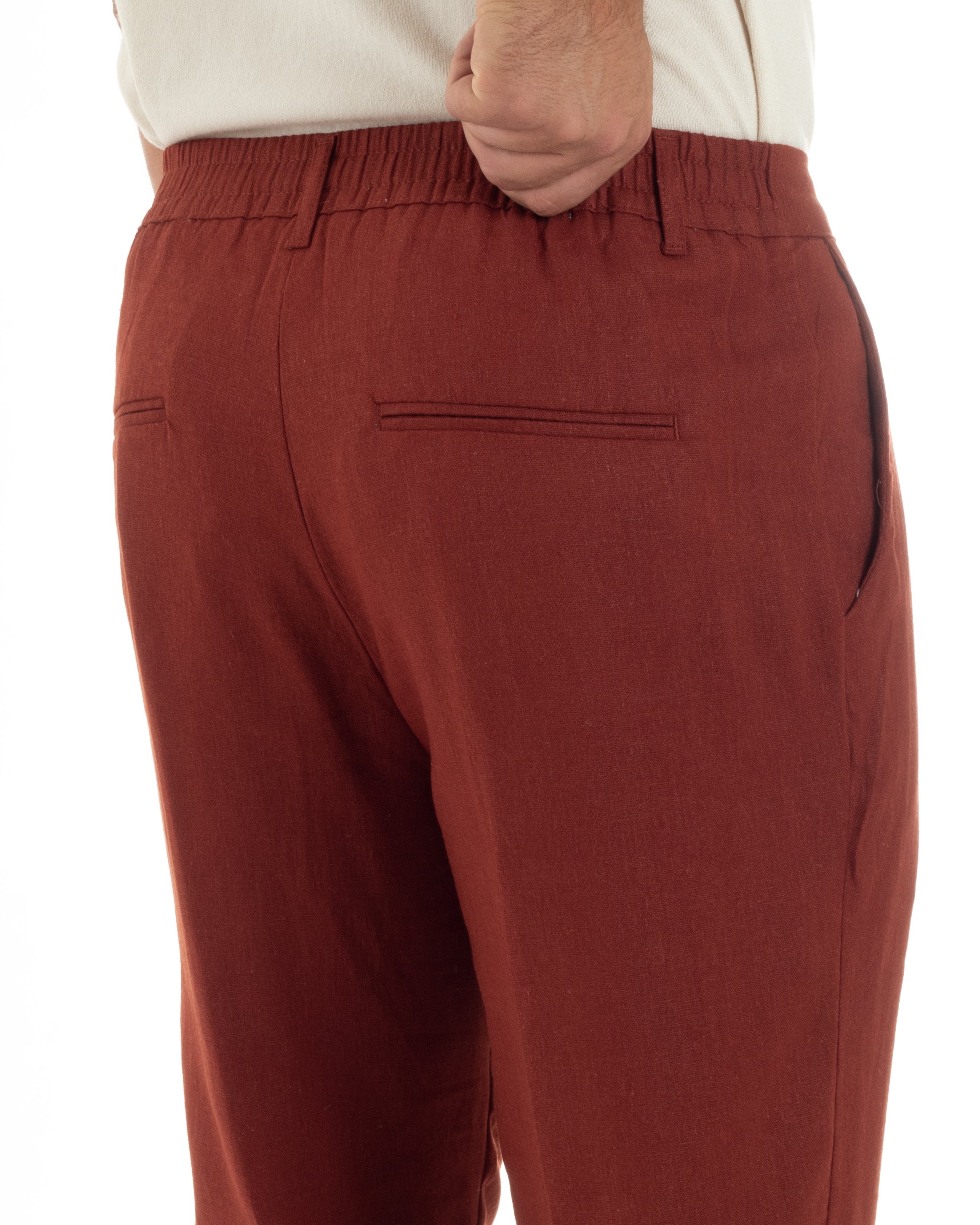 Men's Pants Linen Long Jogger Elastic Tailored Casual Solid Color Green GIOSAL-P5810A