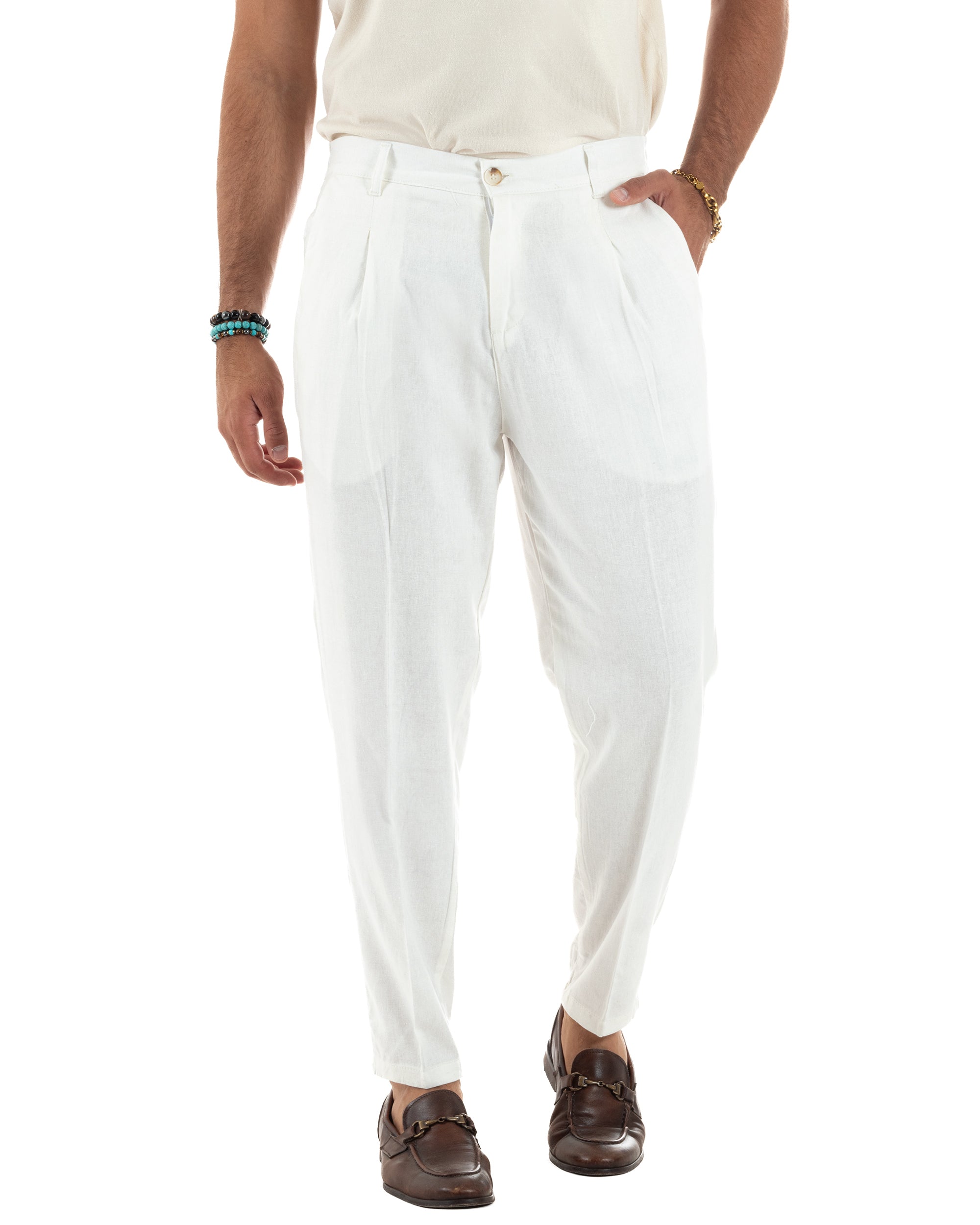 Pantaloni Lino Sartoriale Con Pinces P6325A