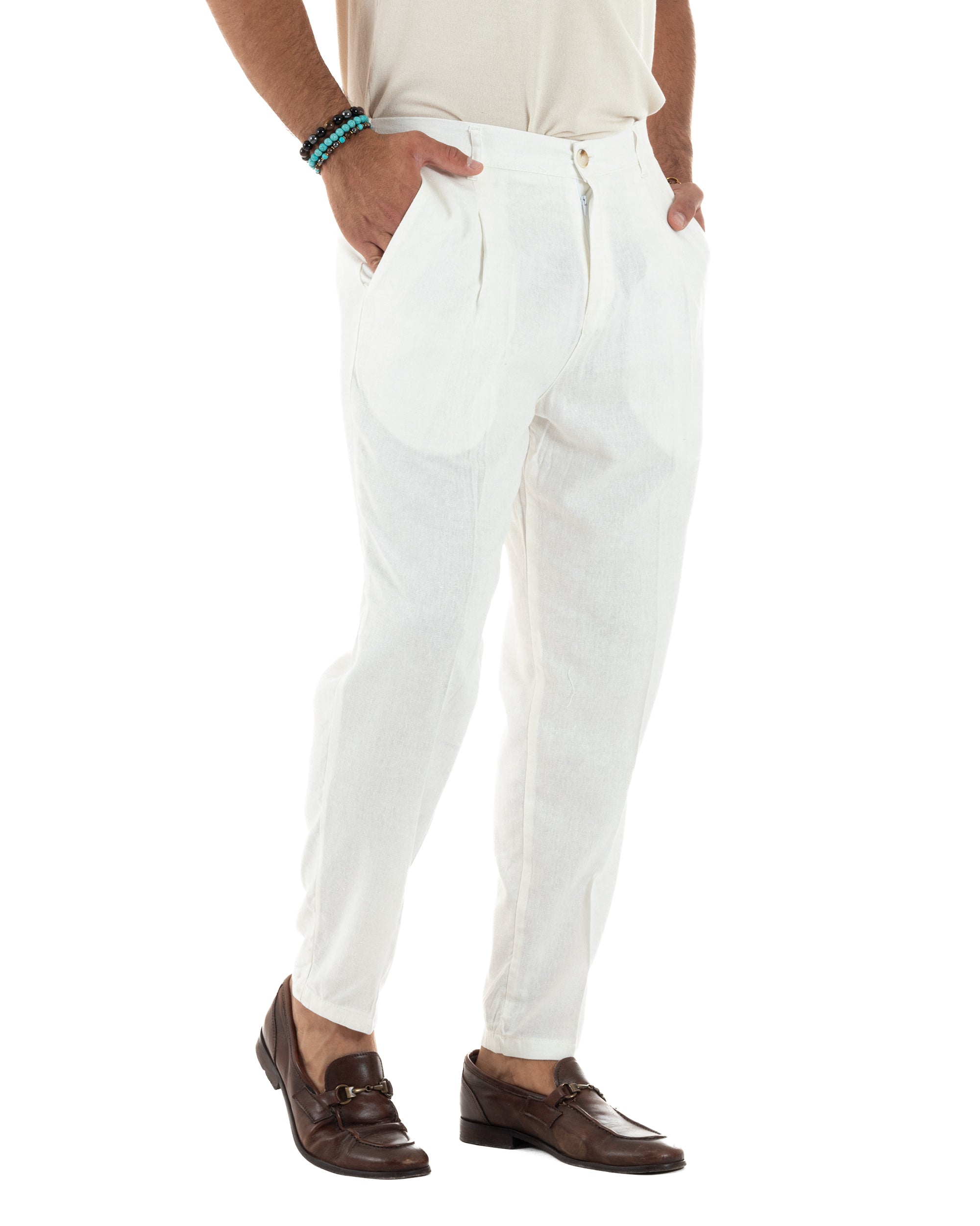 Pantaloni Lino Sartoriale Con Pinces P6325A