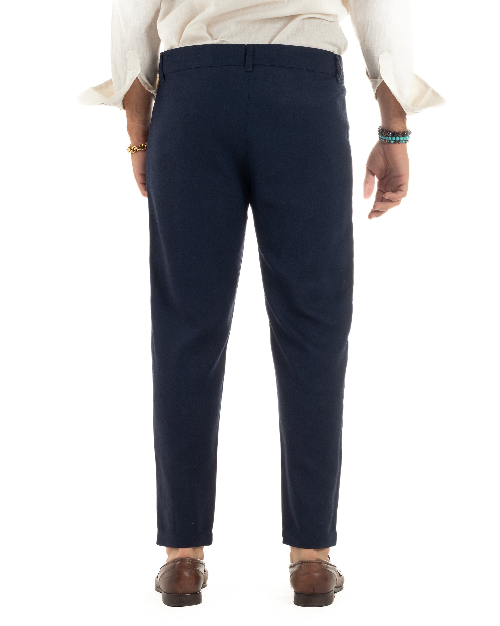 Pantaloni Lino Sartoriale Abbottonatura Allungata P6326A