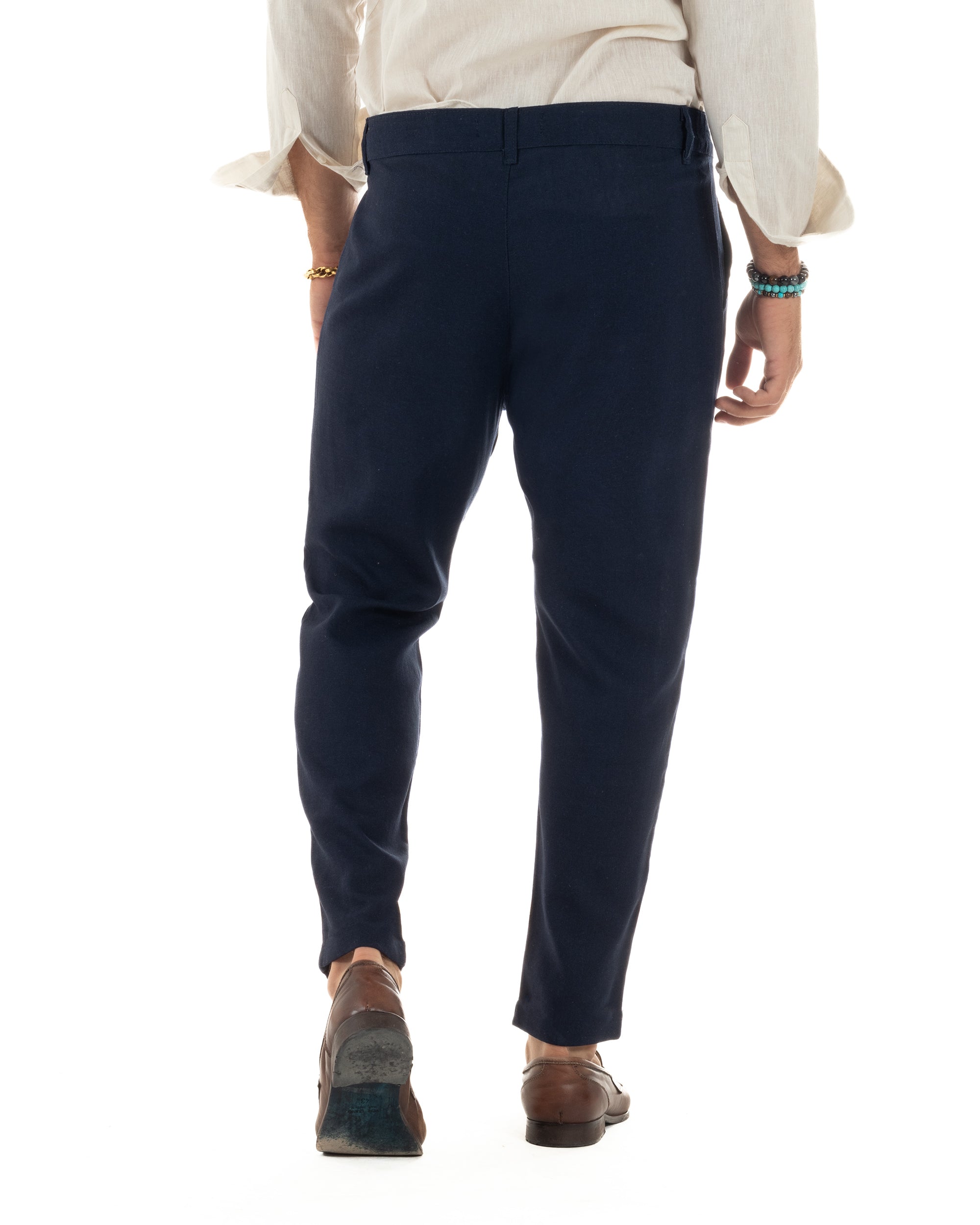 Pantaloni Lino Sartoriale Abbottonatura Allungata P6326A