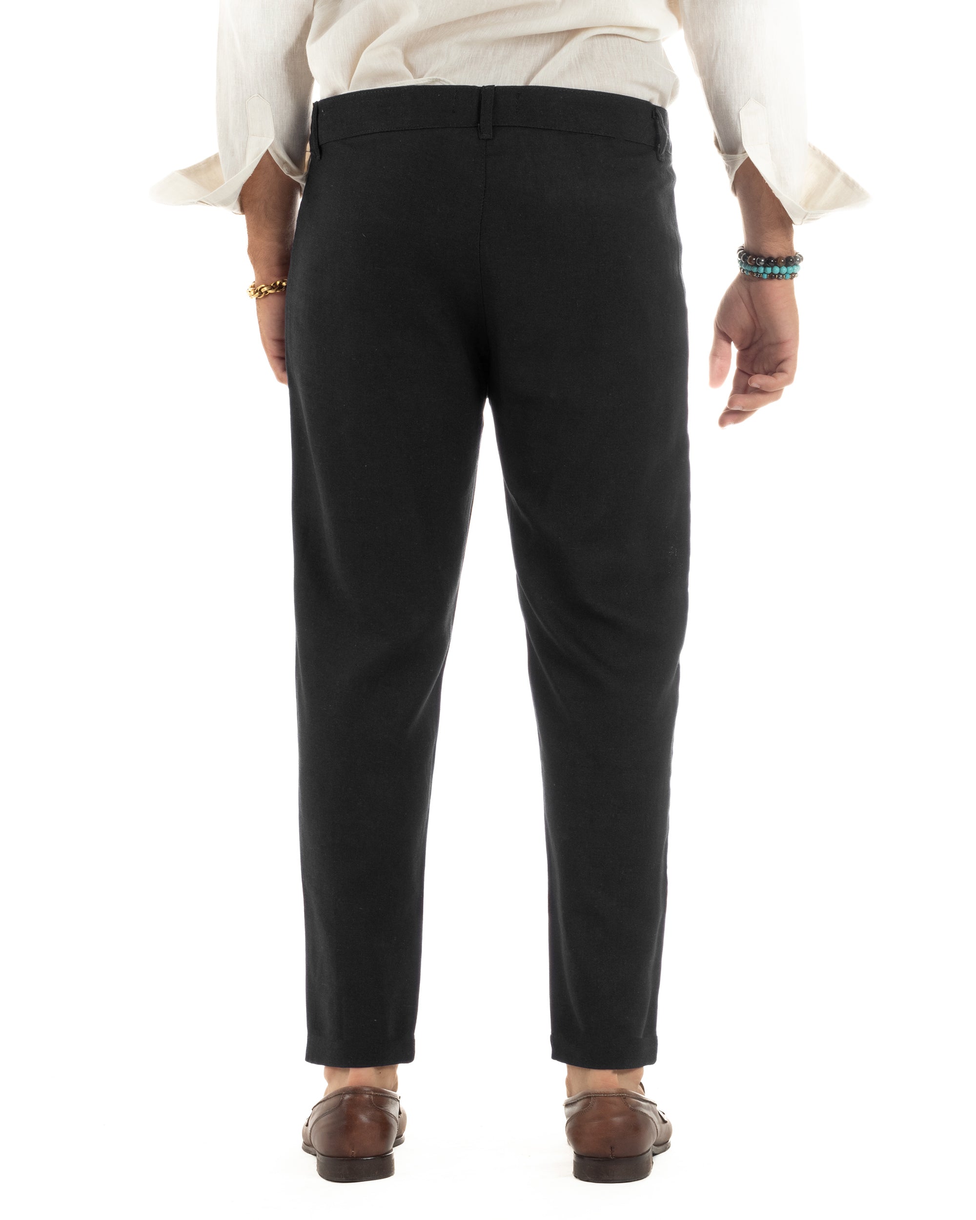 Pantaloni Lino Sartoriale Abbottonatura Allungata P6328A