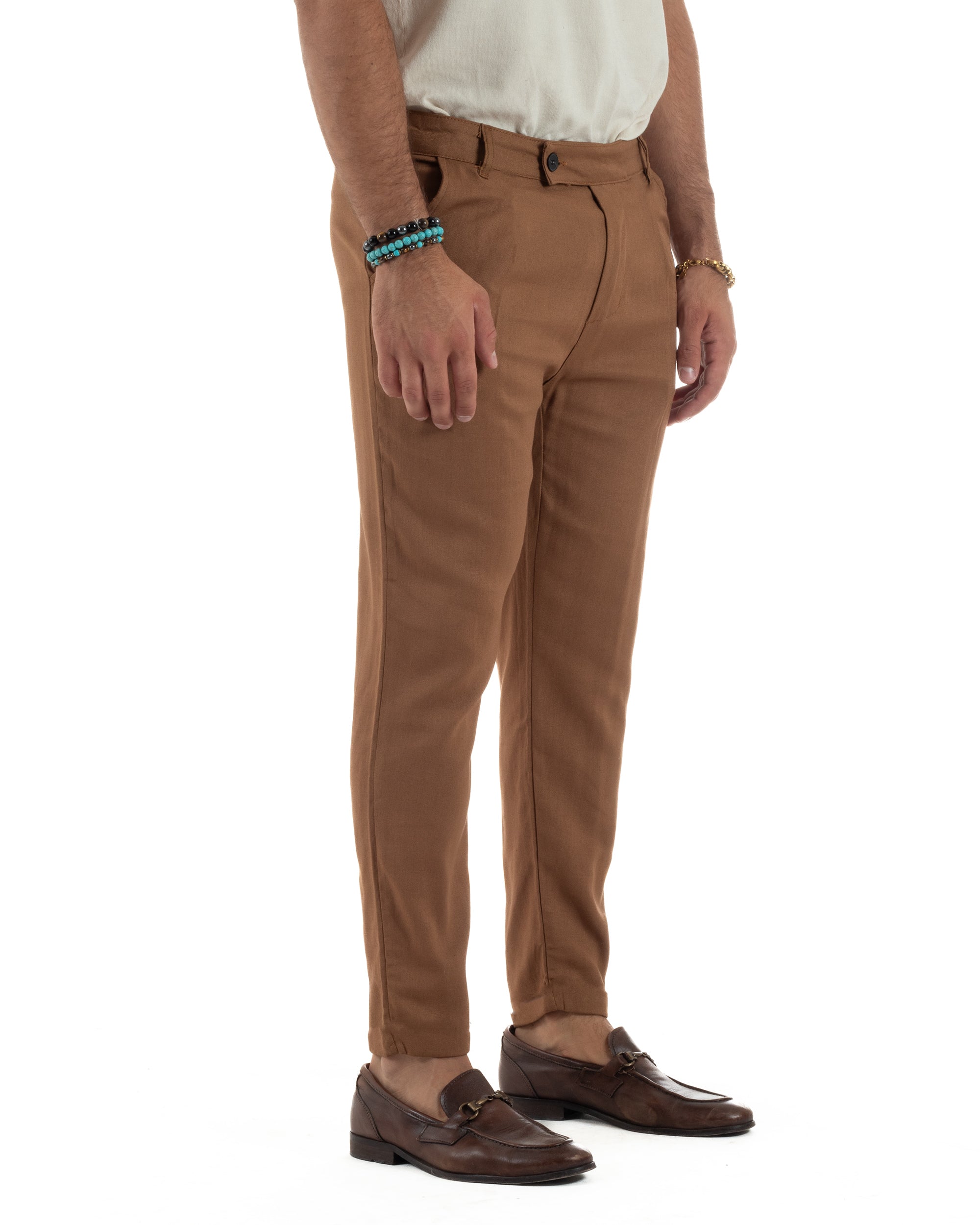 Pantaloni Lino Sartoriale Abbottonatura Allungata P6331A