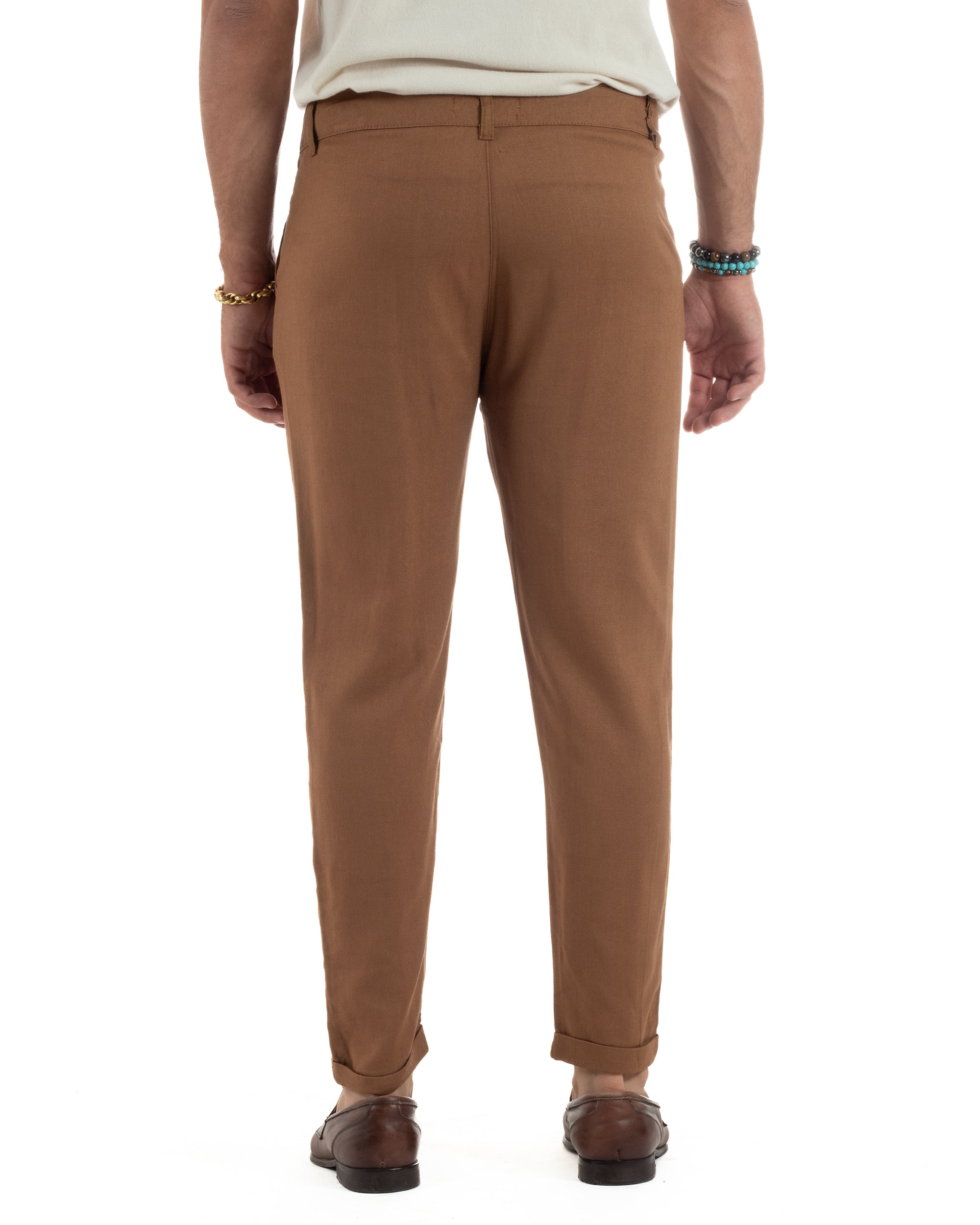 Pantaloni Lino Sartoriale Abbottonatura Allungata P6331A