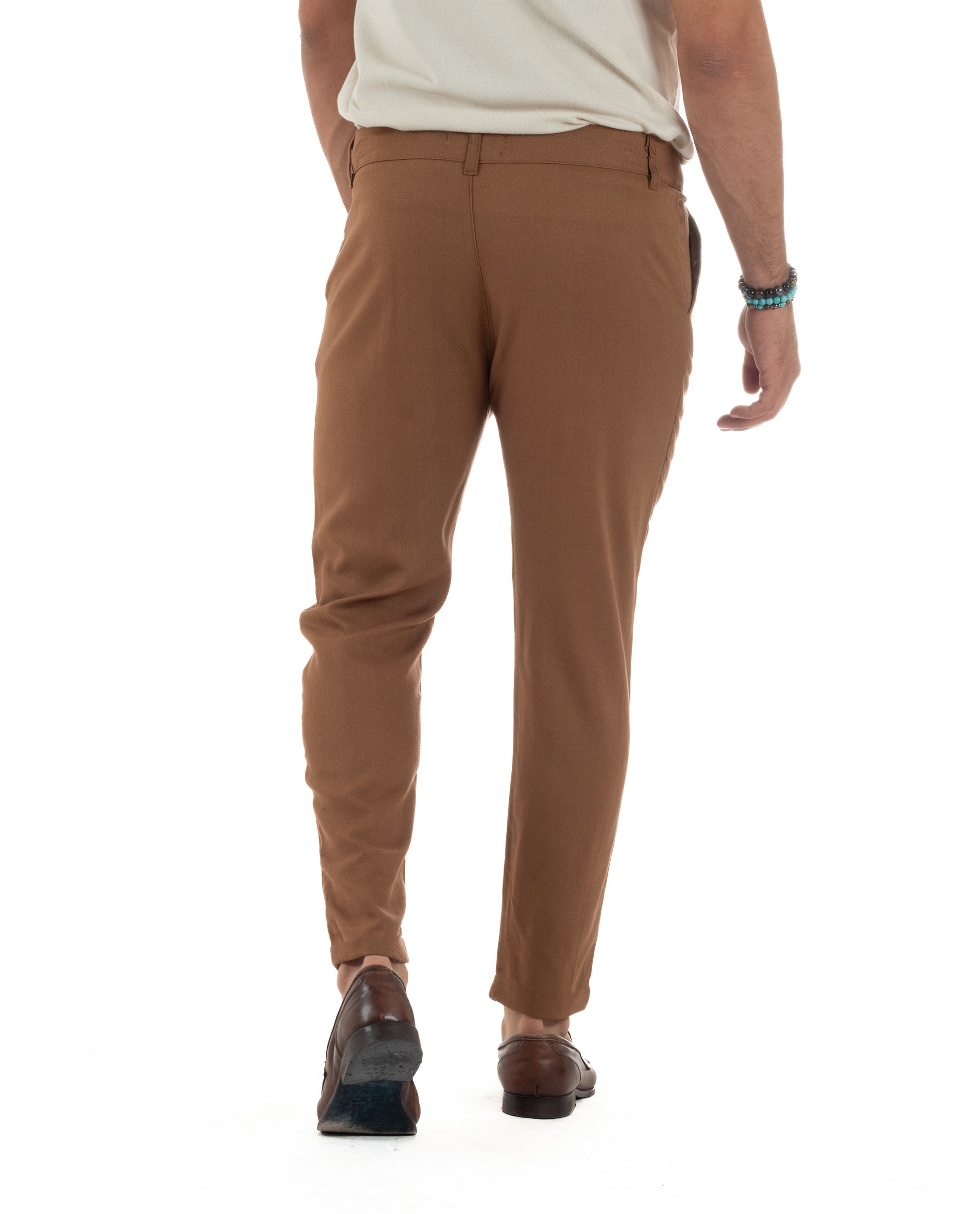 Pantaloni Lino Sartoriale Abbottonatura Allungata P6331A