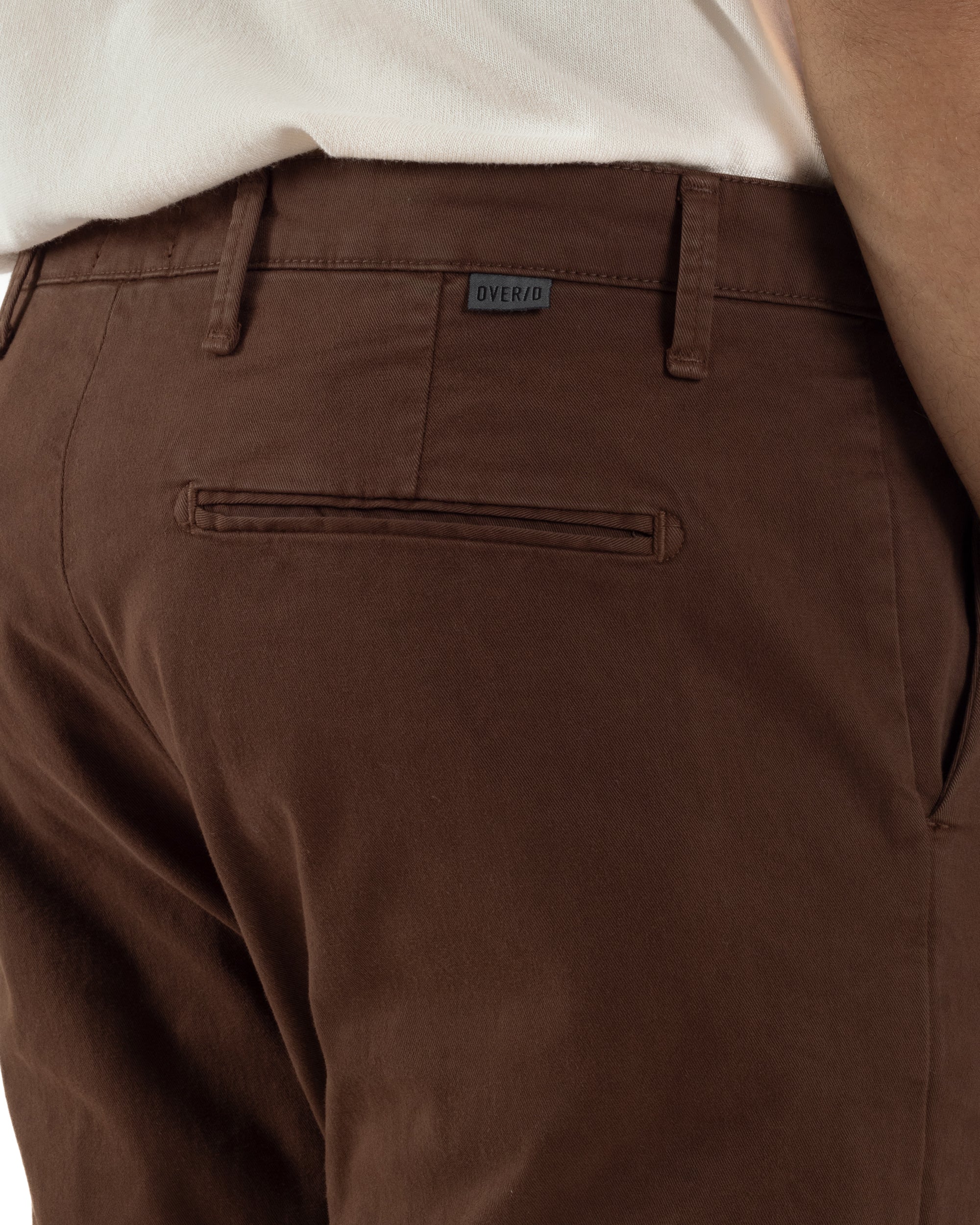 Pantaloni Uomo Tasche America Chino Cotone Slim Fit Marrone Over-D OC1F2W5P03
