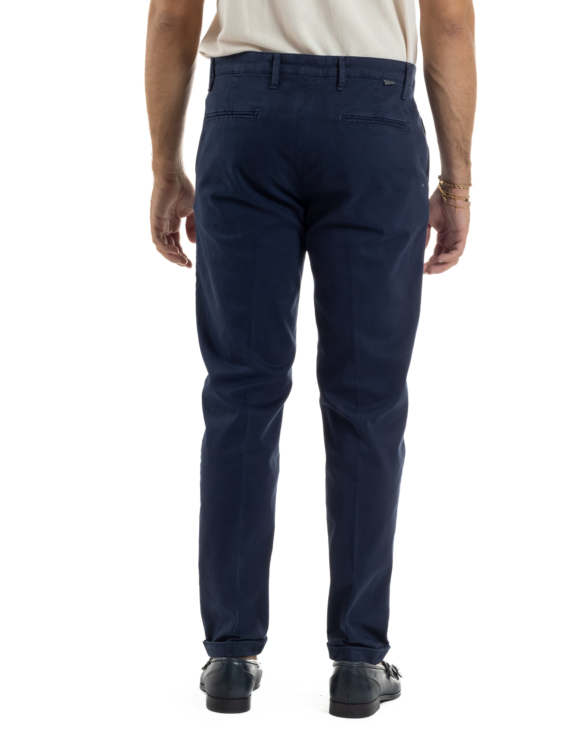 Pantaloni Uomo Tasche America Chino Cotone Slim Fit Blu Over-D OC1F2W5P03