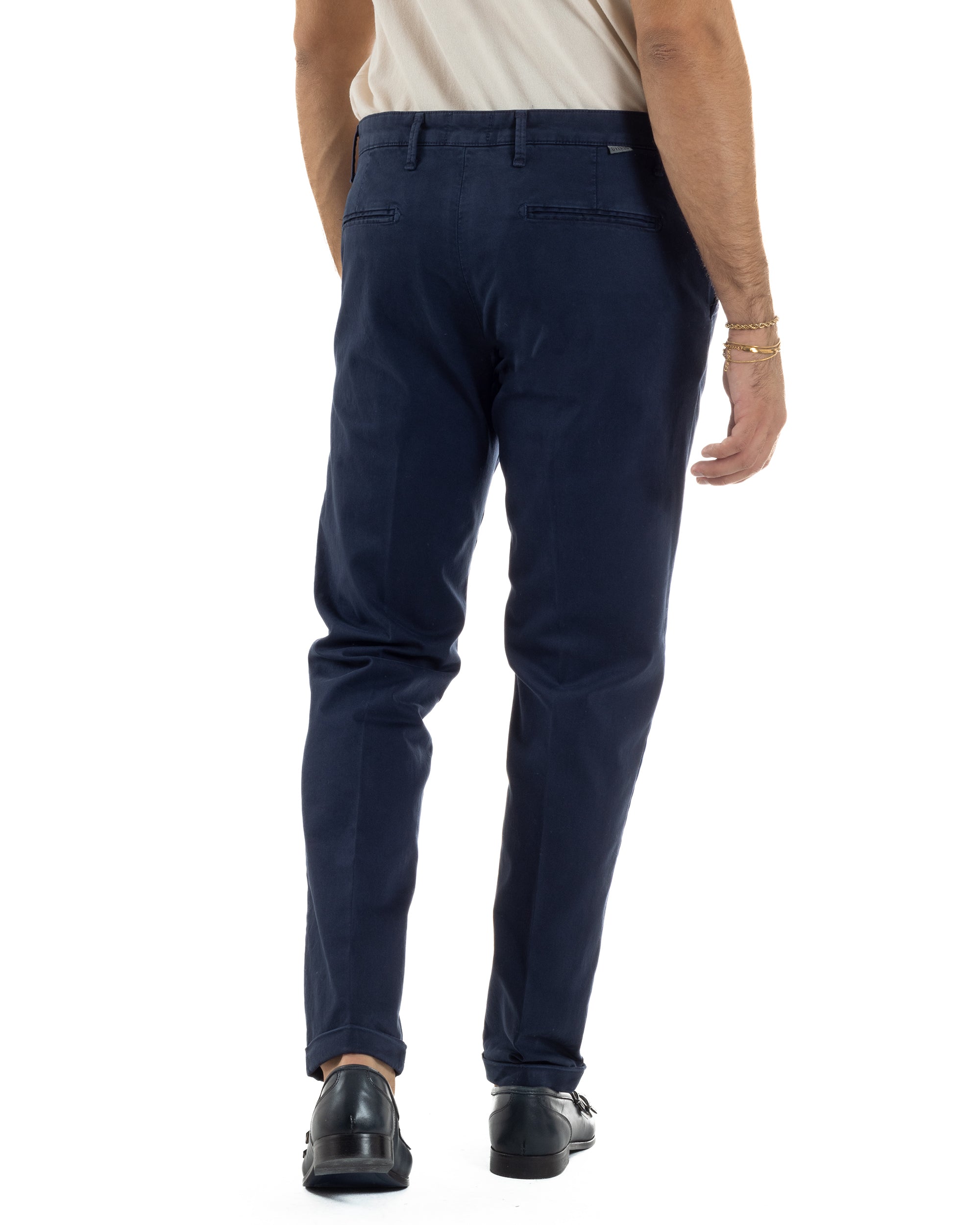 Pantaloni Uomo Tasche America Chino Cotone Slim Fit Blu Over-D OC1F2W5P03