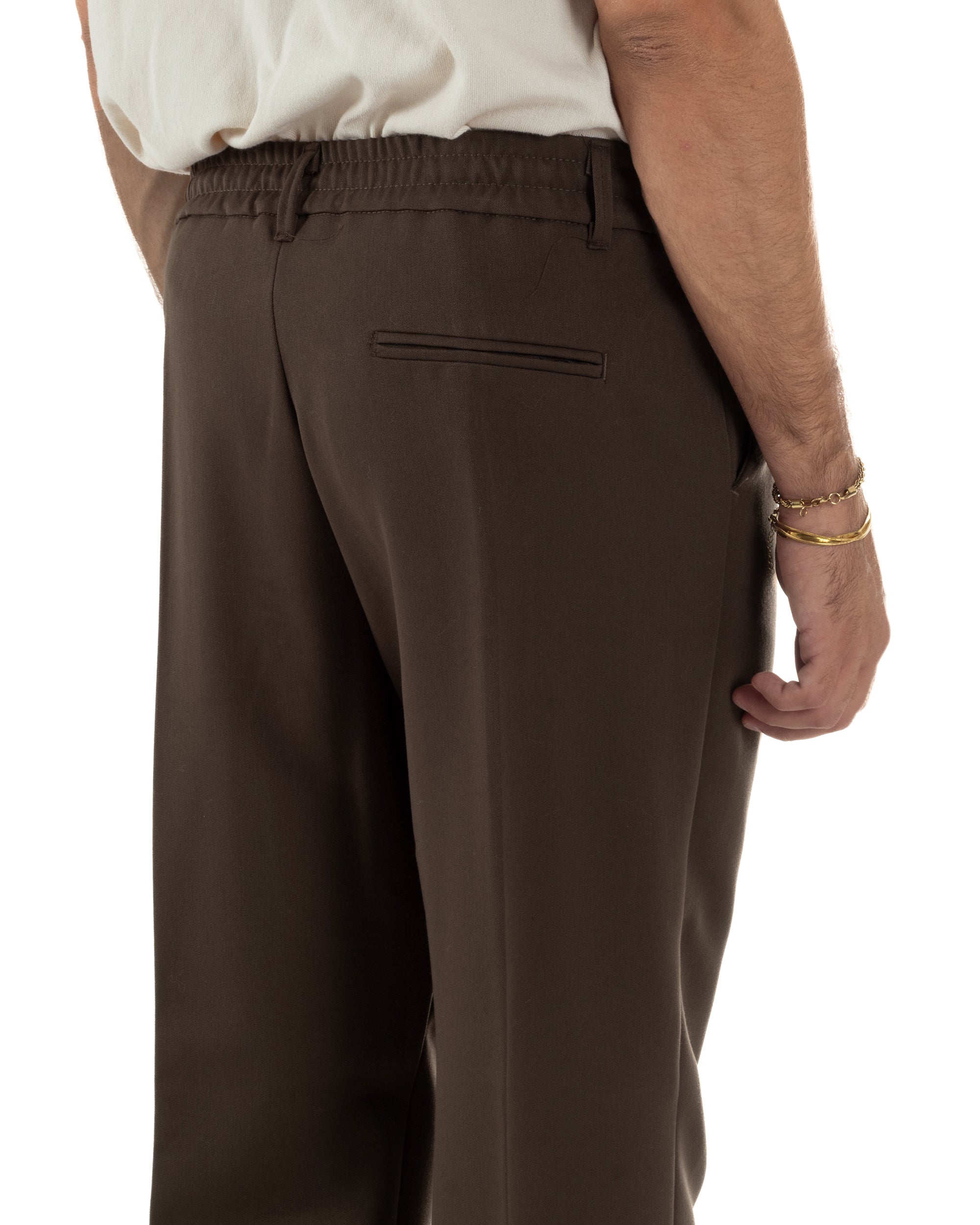 Herren-Viskose-Baggy-Hose mit weitem Bein, braun, P6357A