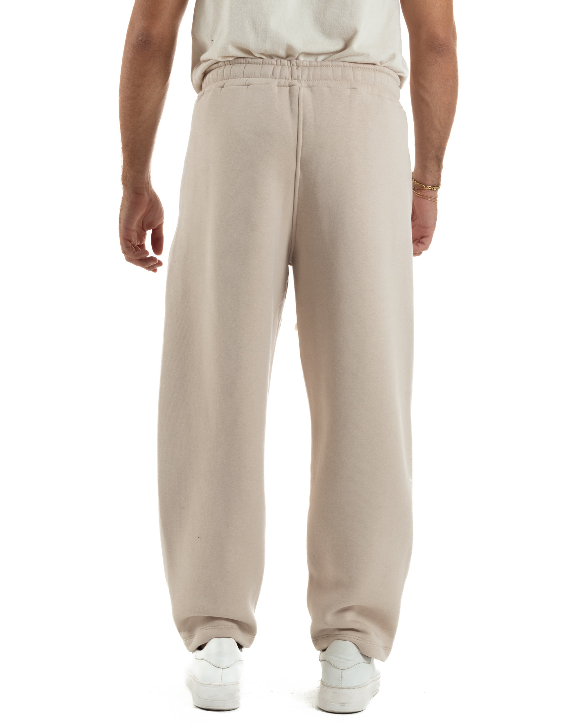 Pantaloni Tuta Balloon Fit Cotone Pantalaccio Japan Baggy Beige P6362A