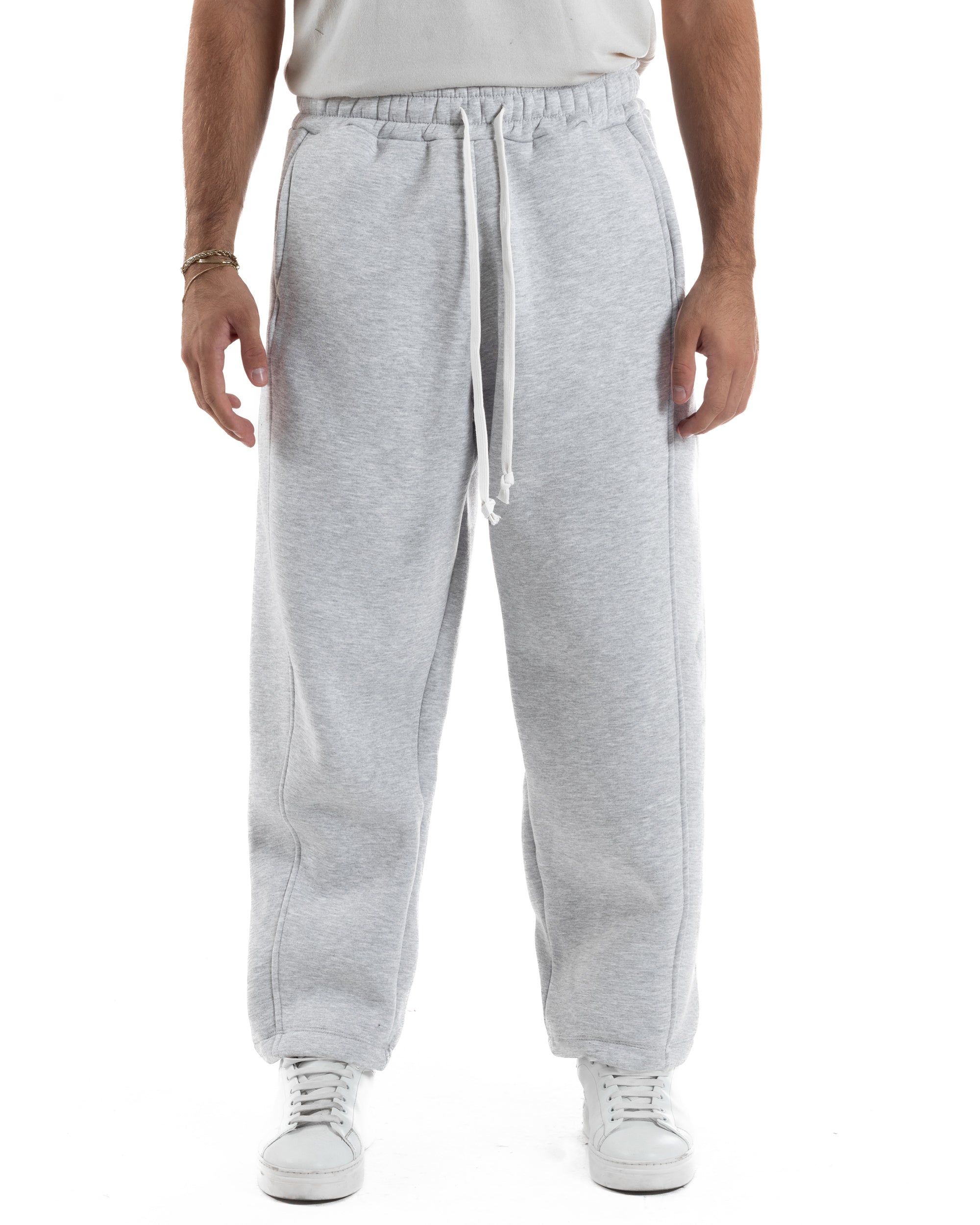 Pantaloni Tuta Balloon Fit Cotone Pantalaccio Japan Baggy Grigio P6363A