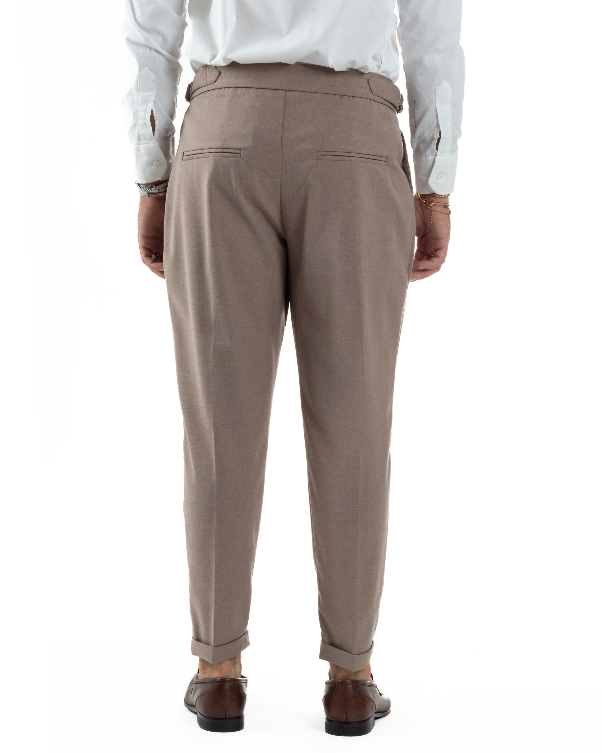 Pantaloni Uomo Viscosa Fibbia Abbottonatura Allungata Gurkha Pants Beige BlackSunday P6380A