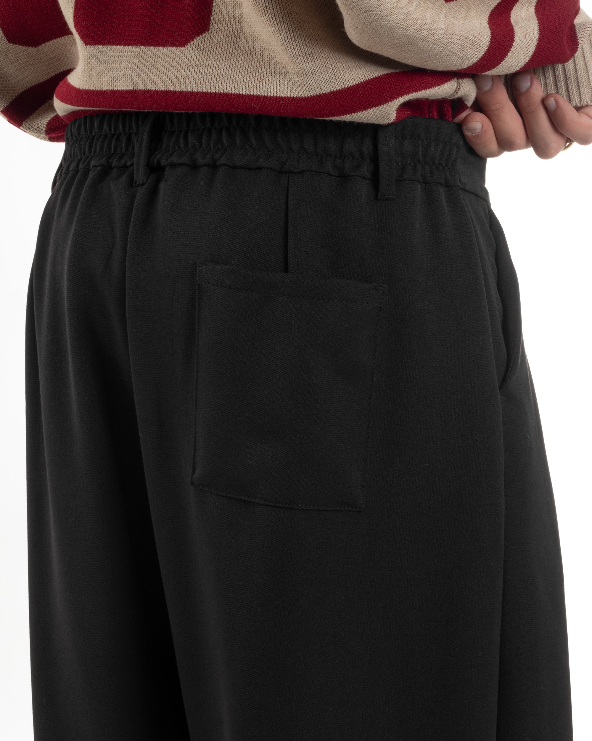 Pantaloni Uomo Viscosa Baggy Wide Fit Pinces Nero P6383A
