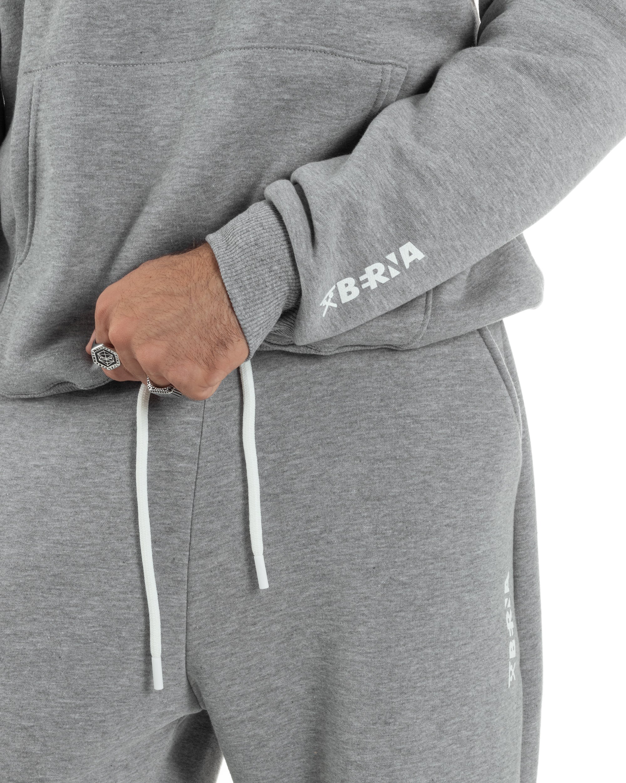 Pantaloni Tuta Jogger Felpato Logo Tinta Unita Grigio Berna M-252022