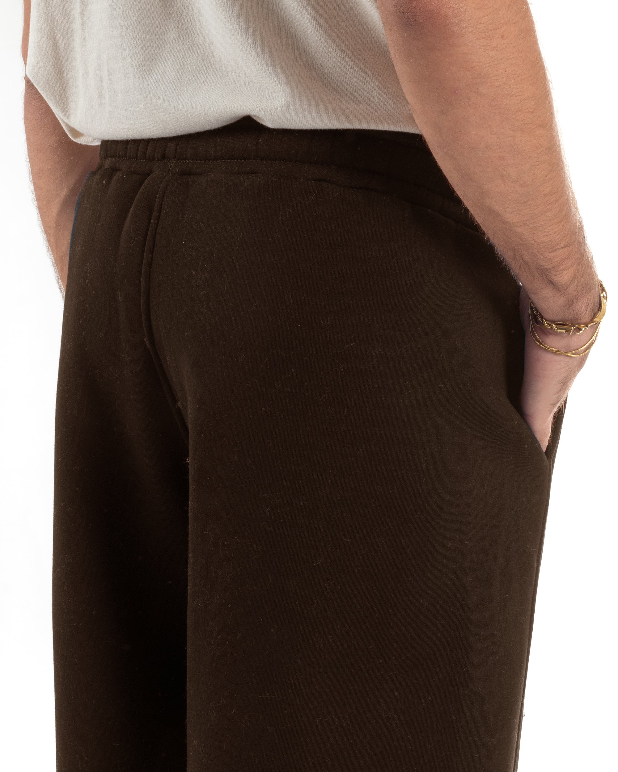 Pantaloni Tuta Balloon Fit Cotone Pantalaccio Japan Baggy Marrone P6429A