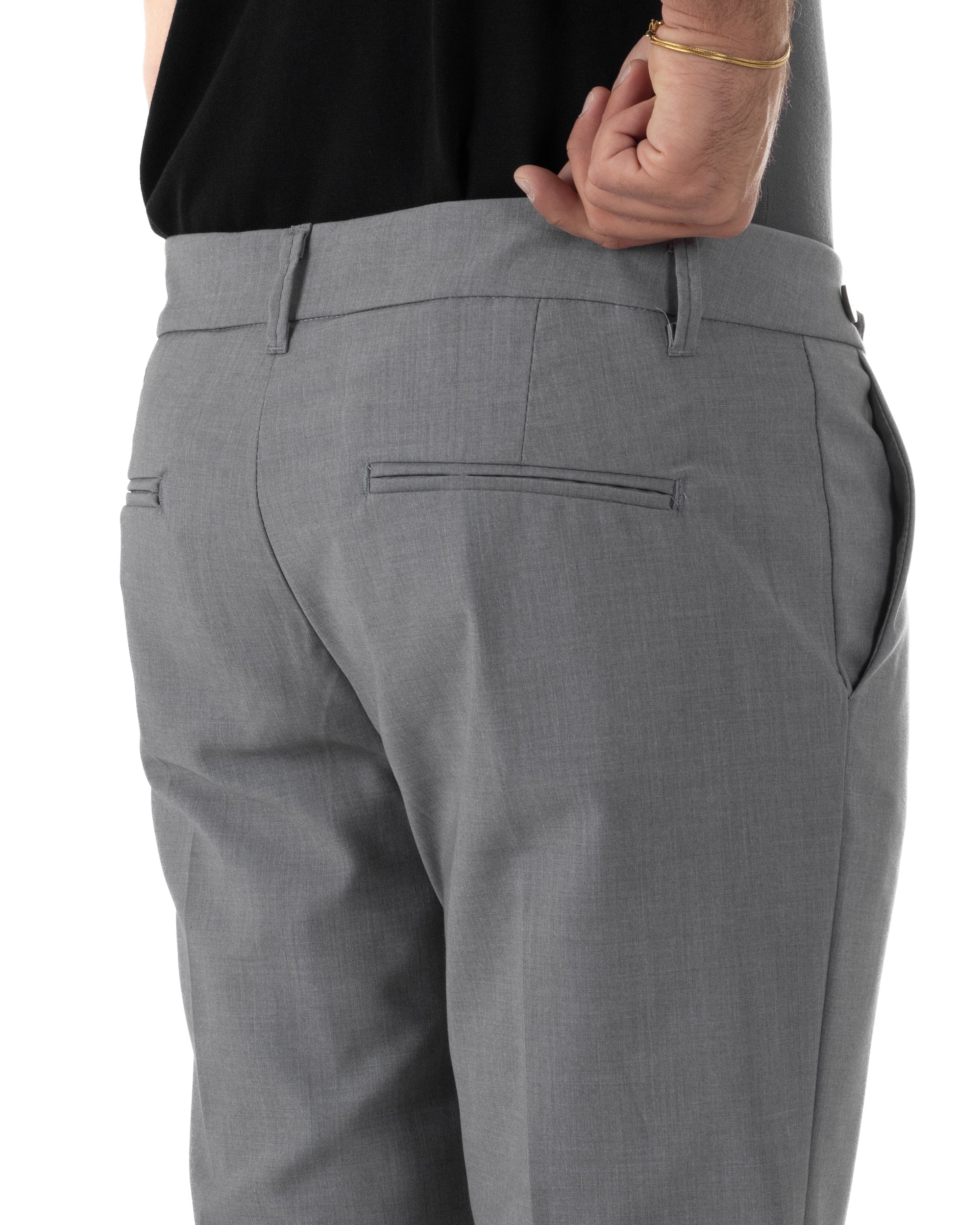 Pantaloni uomo viscosa pinces classico abbottonatura allungata estivo grigio GIOSAL-P6453A