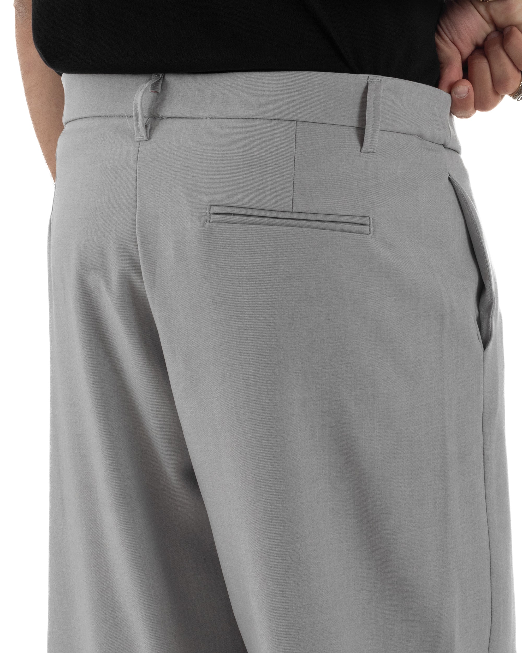 Pantaloni uomo viscosa baggy abbottonatura asimmetrica grigio GIOSAL-P6467A