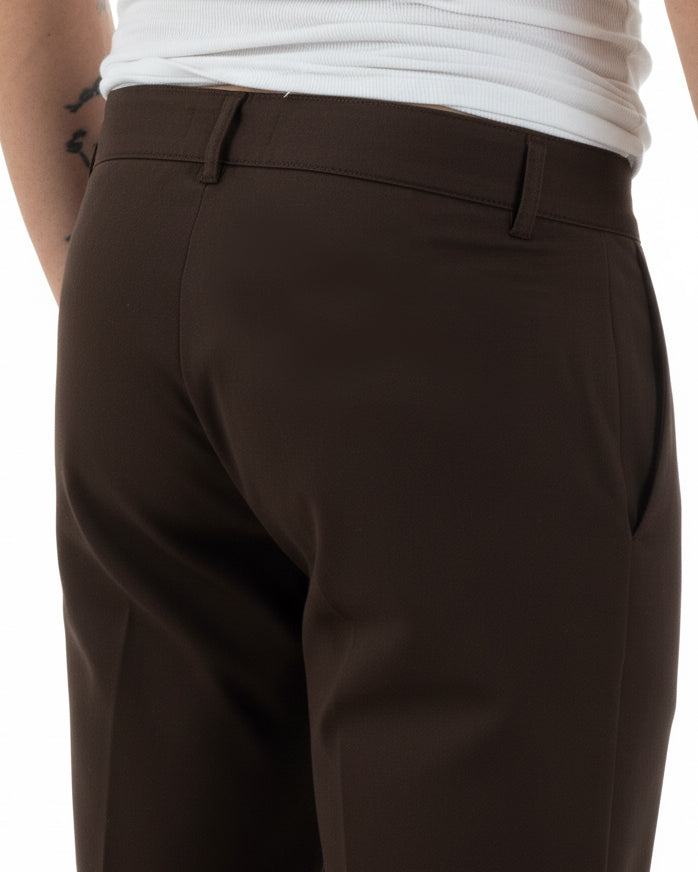 Pantaloni uomo viscosa leggera abbottonatura allungata tasche america classico marrone GIOSAL-P6468A